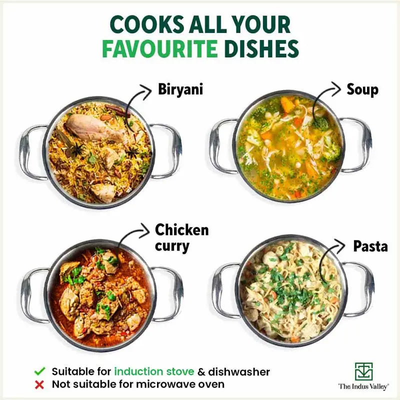 The Indus Valley TurboCuk Tri-ply Stainless Steel Casserole/ Biryani Cooking Pot+ Steel Lid, Premium Quality, 3 Layer Thick Body, 100% Toxin-free, Non - view 12