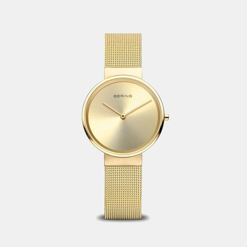 Bering Classic Women Gold Dial Analog Stainless Steel Watch 14531-333