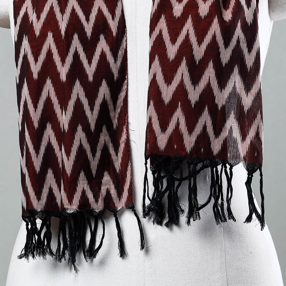 SOUTH KARGHA Brown - Handloom Mercerized Cotton Pochampally Ikat Stole - view 3