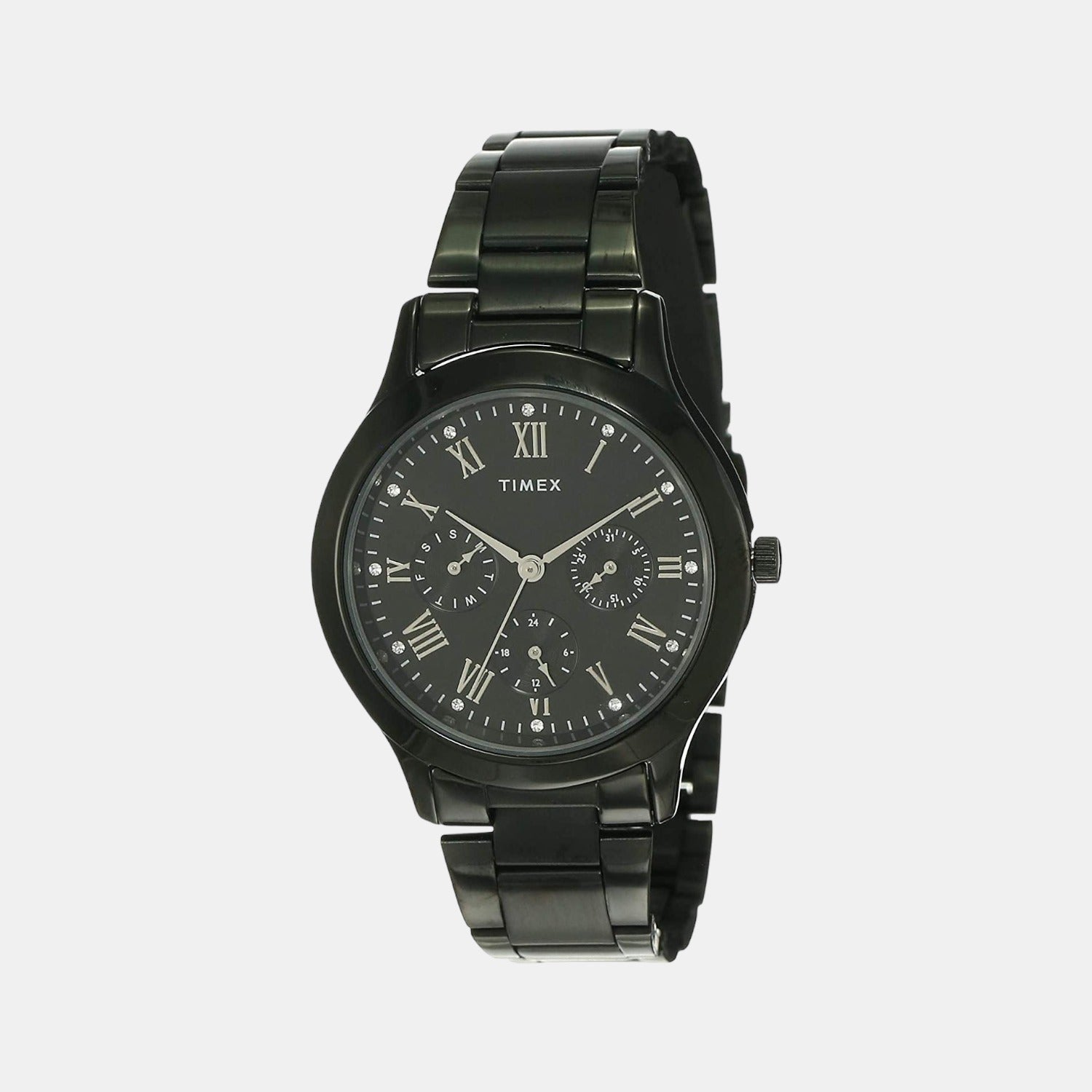 Timex Fashion Women Quartz Black Dial Chronograph Stainless Steel Watch TW000Q809