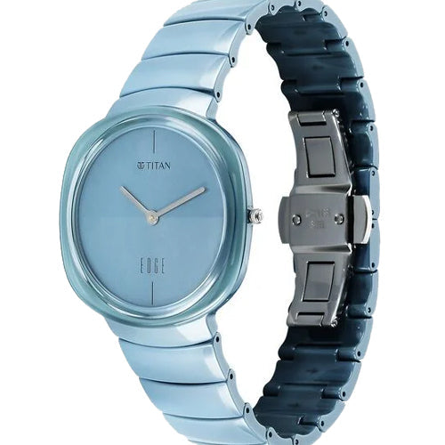 Titan Squircle Camo Quartz Analog Blue Dial Ceramic Strap Watch For Unisex 38mm 1841QC07 - view 2