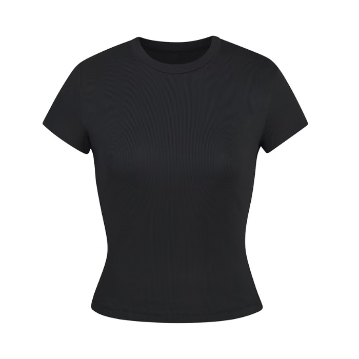 HYPE ELIXIR Skims Cotton Rib T-Shirt Soot