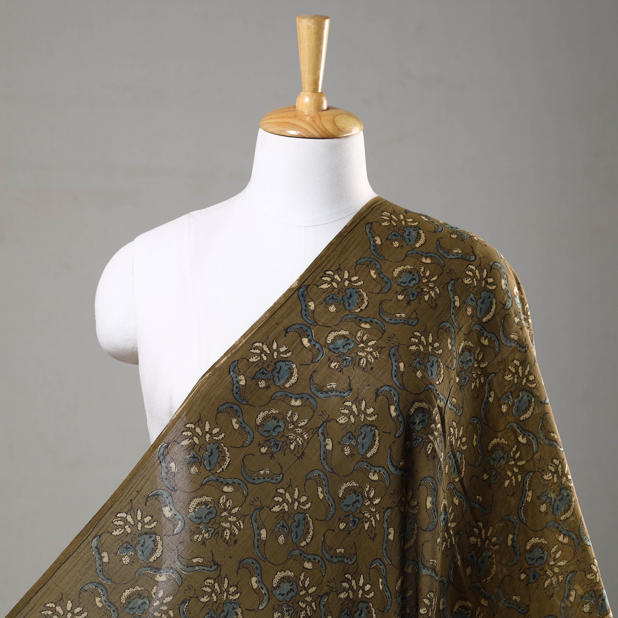 AJRAKH BY SUFIYAN ISMAIL KHATRI Brown - Ajrakh Hand Block Printed Mul Cotton Fabric 09