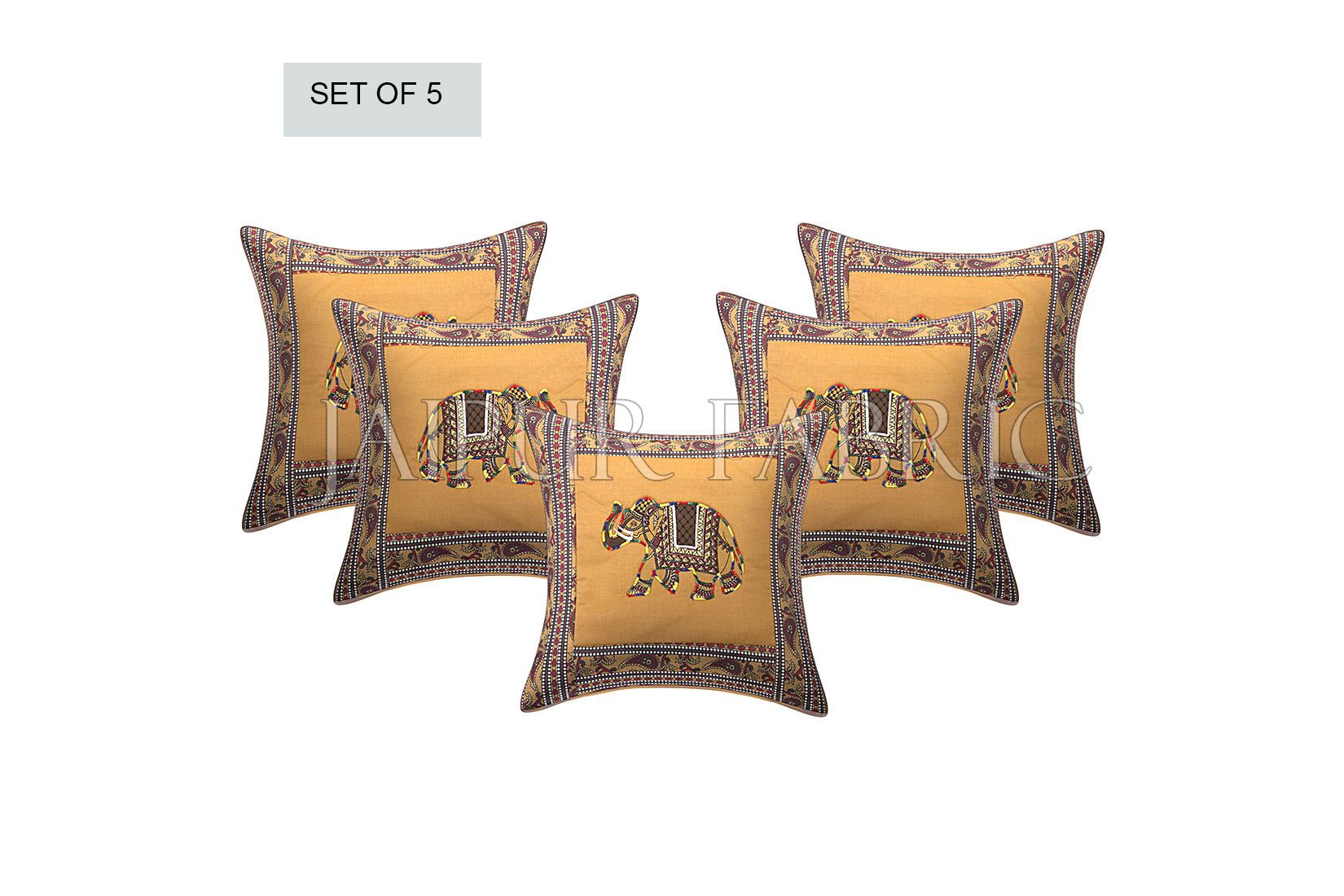 Patchwork applique cushion – JaipurFabric® Brown Elephant Design Patchwork & Applique Cushion Cover