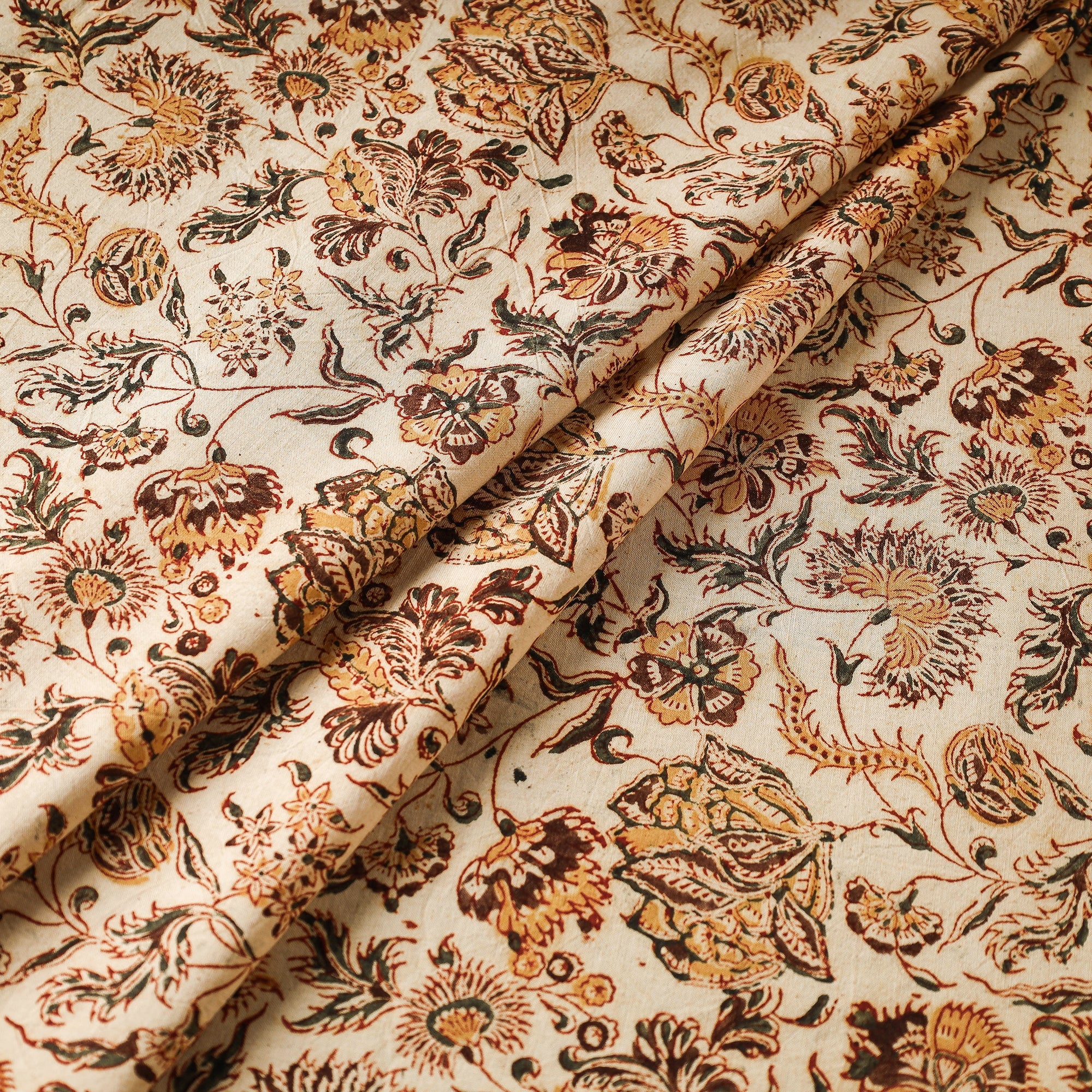 PITCHUKA SRINIVAS KALAMKARI PEDANA Beige - Pedana Kalamkari Block Printed Cotton Fabric - view 2