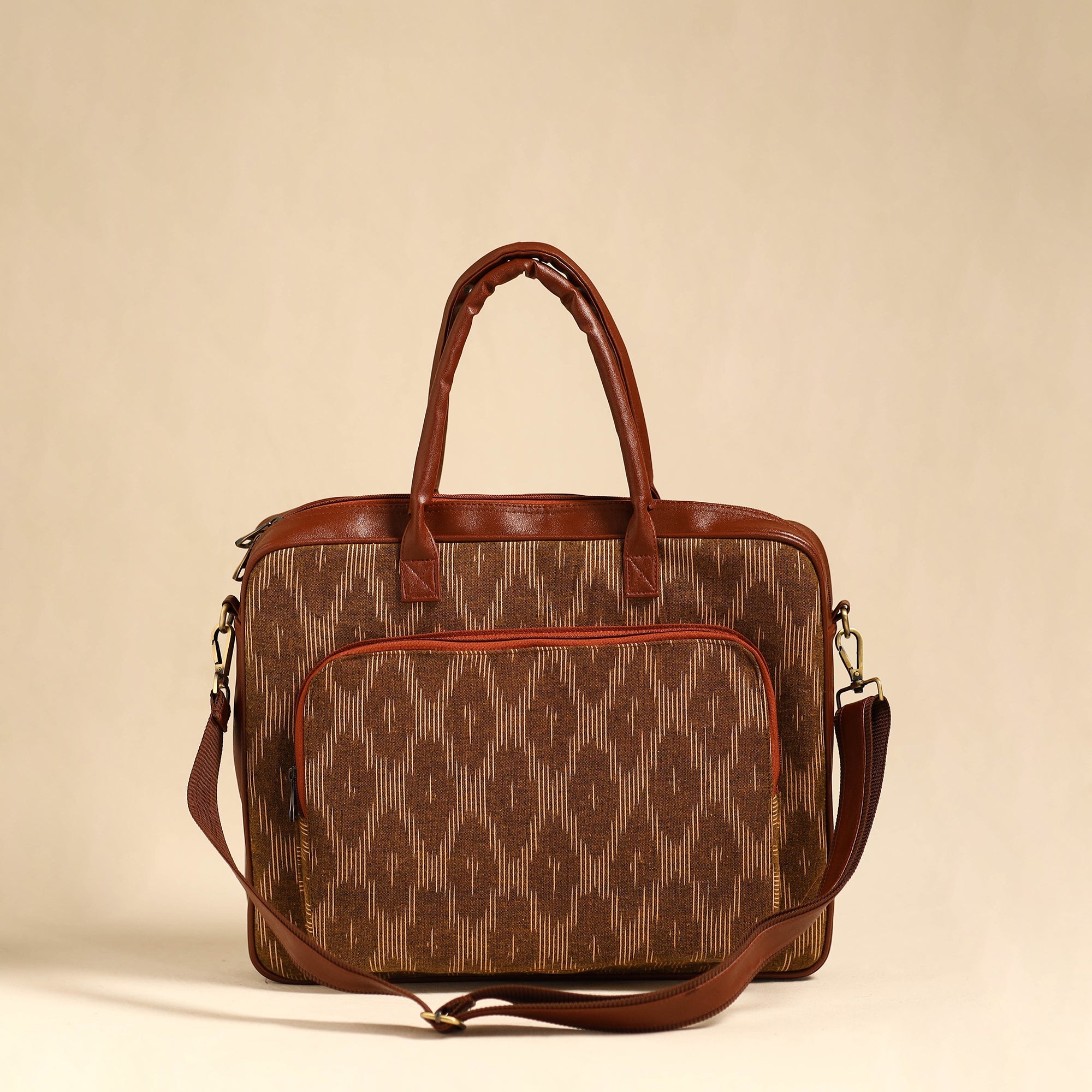 ITOKRI CRAFTS INITIATIVE Brown - Handmade Pochampally Ikat Laptop Bag 08