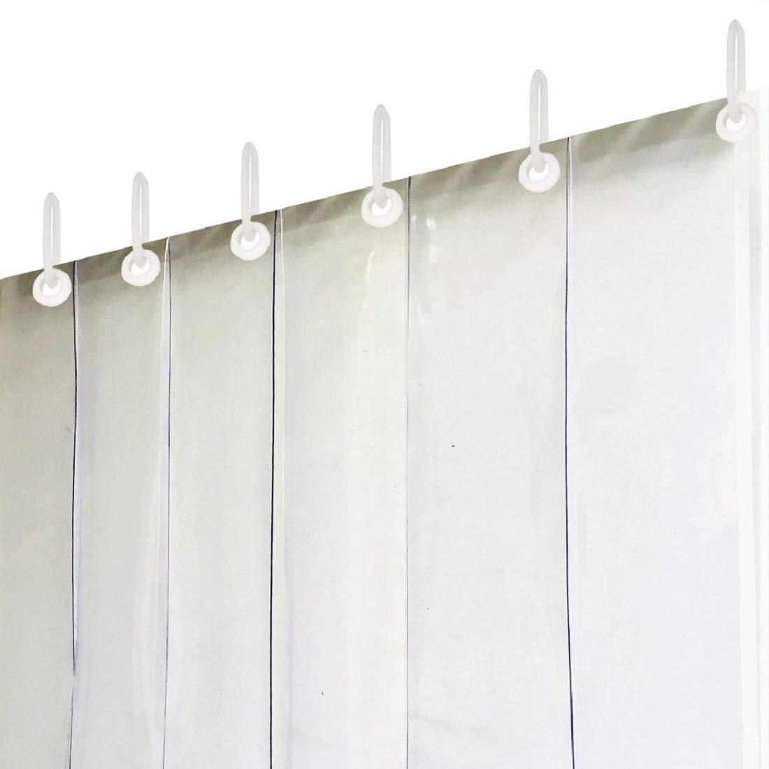 Kuber Industries PVC 8 Feet 1 MM Transparent 6 Strips AC Curtain - CTKTC029087