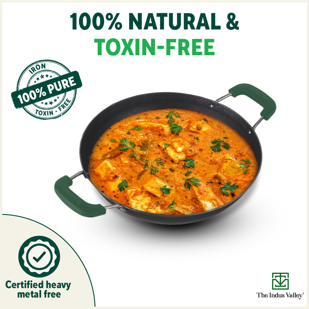 The Indus Valley 100% Pure Sheet Iron Kadai with Silicon Handle, Seasoned, Toxin-free - view 5
