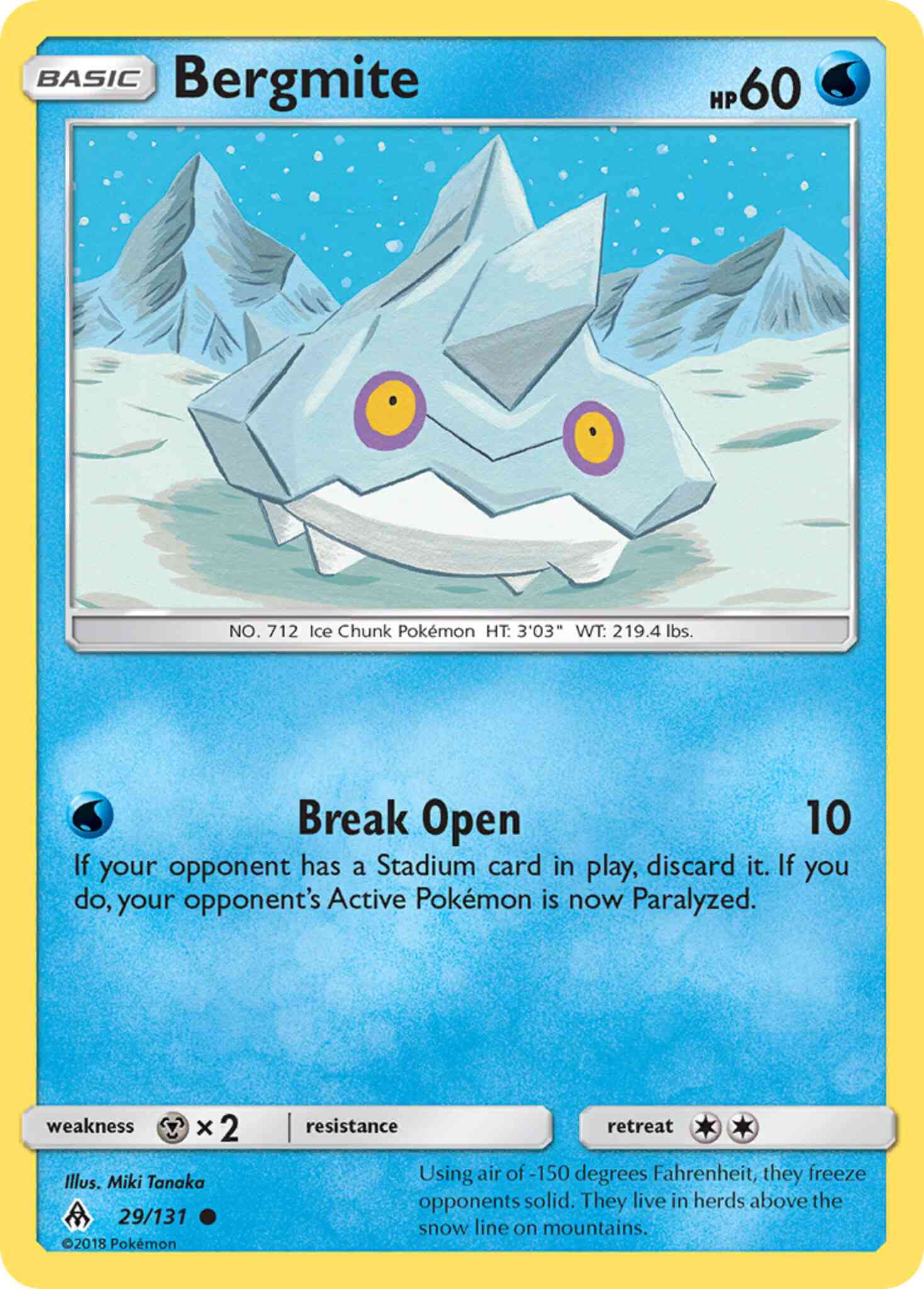 Common sm6-29 reverse – Pokémon Bergmite - 29/131 - Common [sm6-29] [Reverse Holo]
