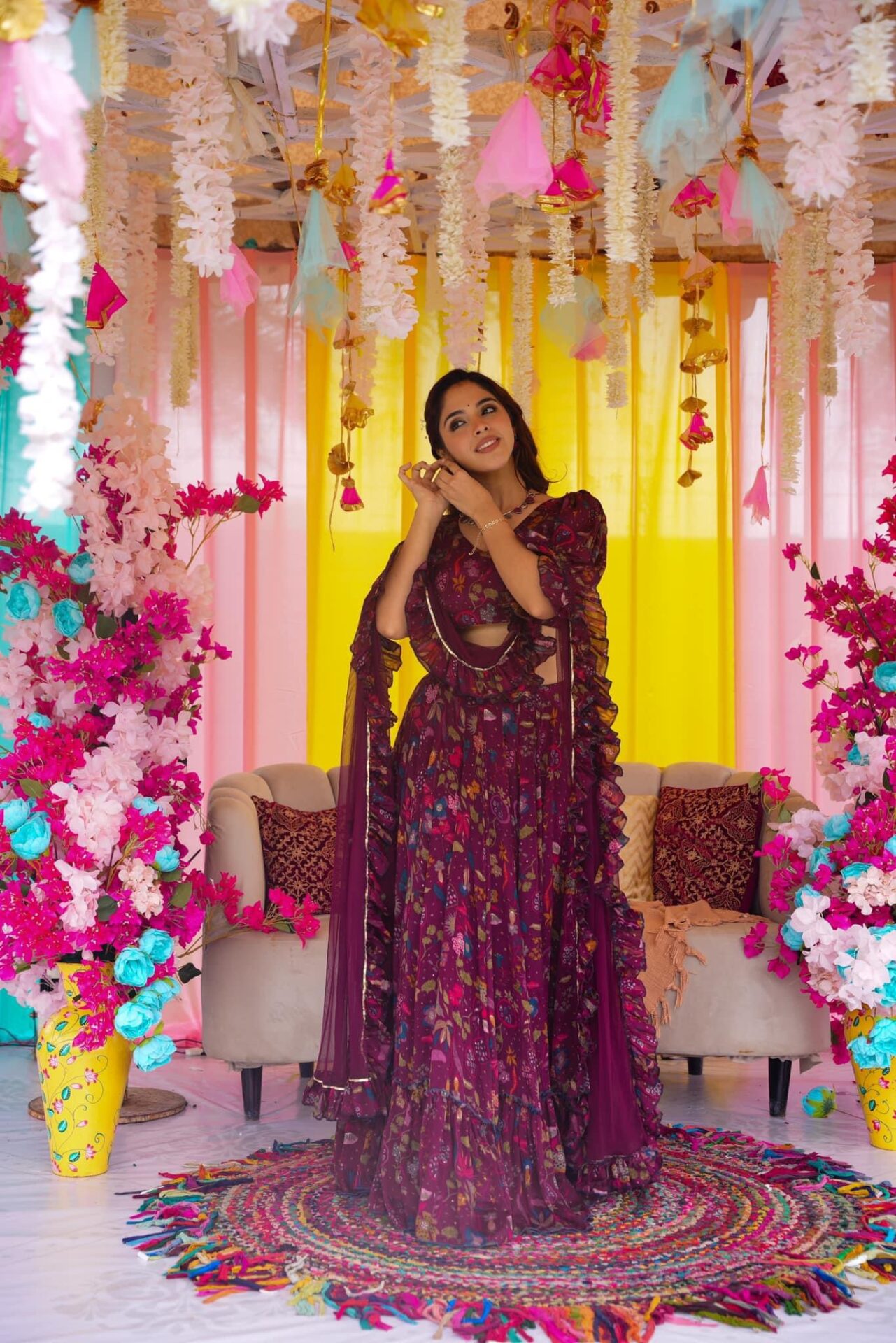Idaho-o Sapphire graceful chinon lehenga set – Women's