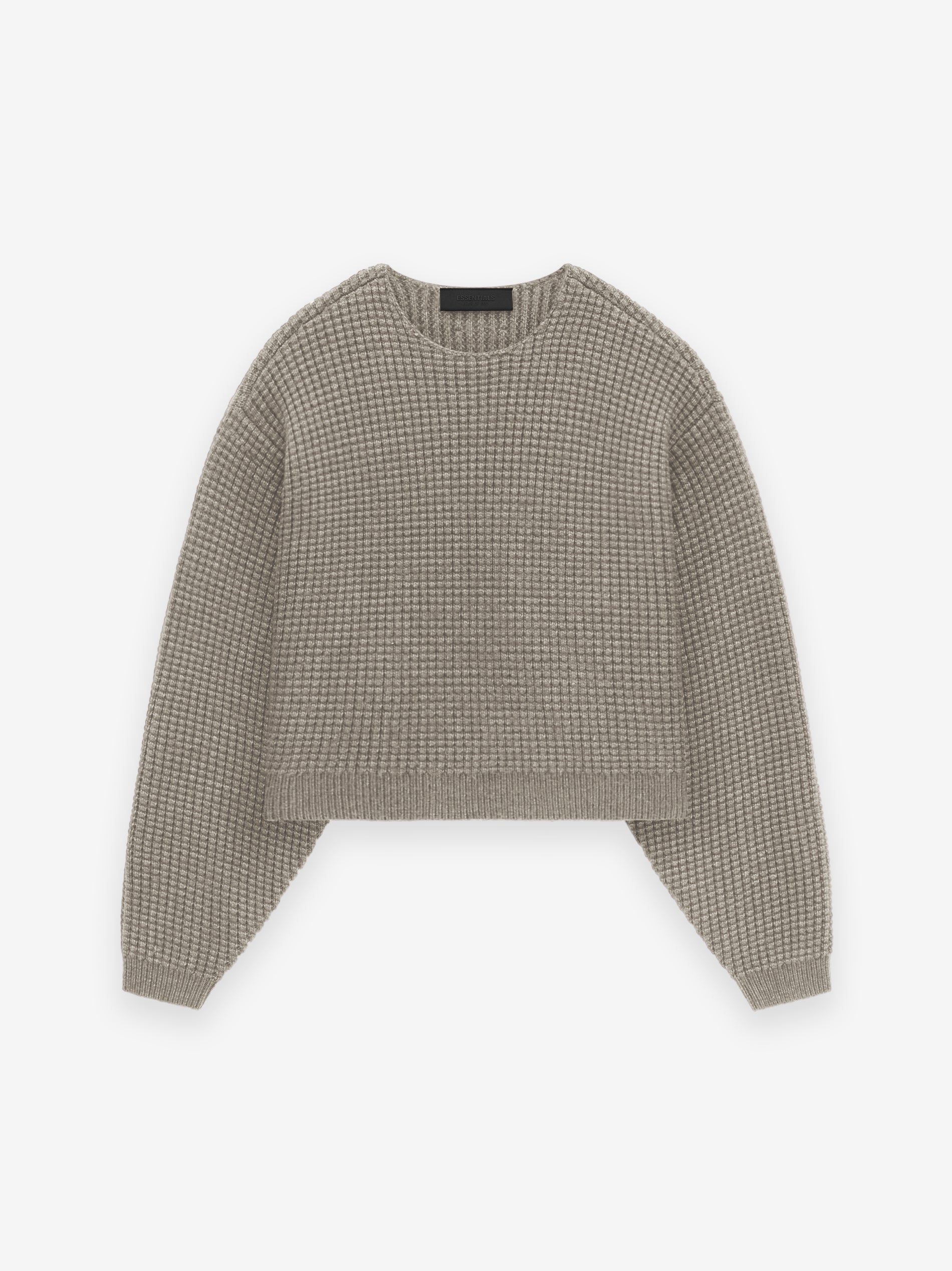 ESSENTIALS Women's Heavy Waffle Cropped Sweater