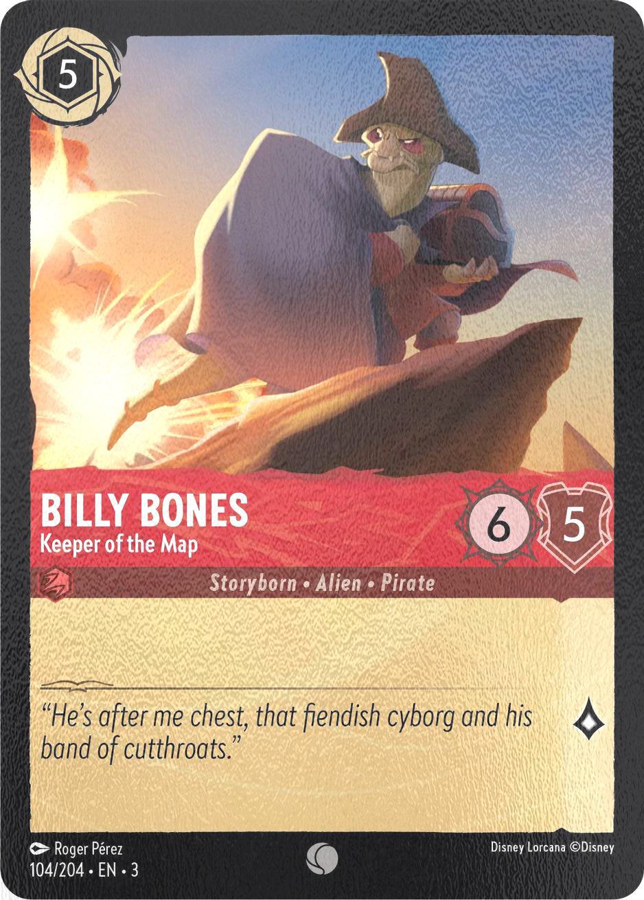 Lorcana Billy Bones - Keeper of the Map - 104/204 [Into the Inklands] [Cold Foil]