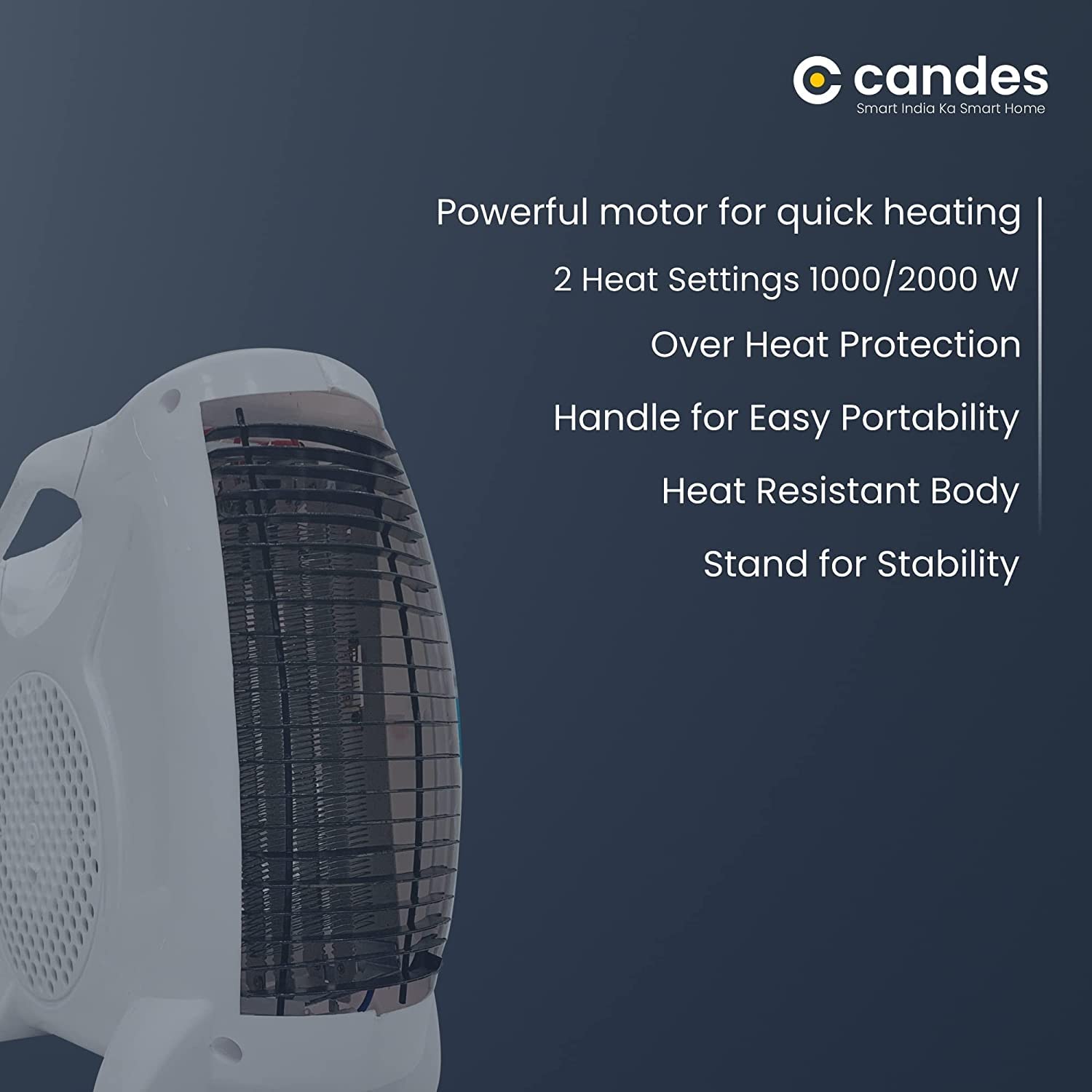 Candes Nova 2000W All in One Silent Blower Fan Room Heater (White) - view 3
