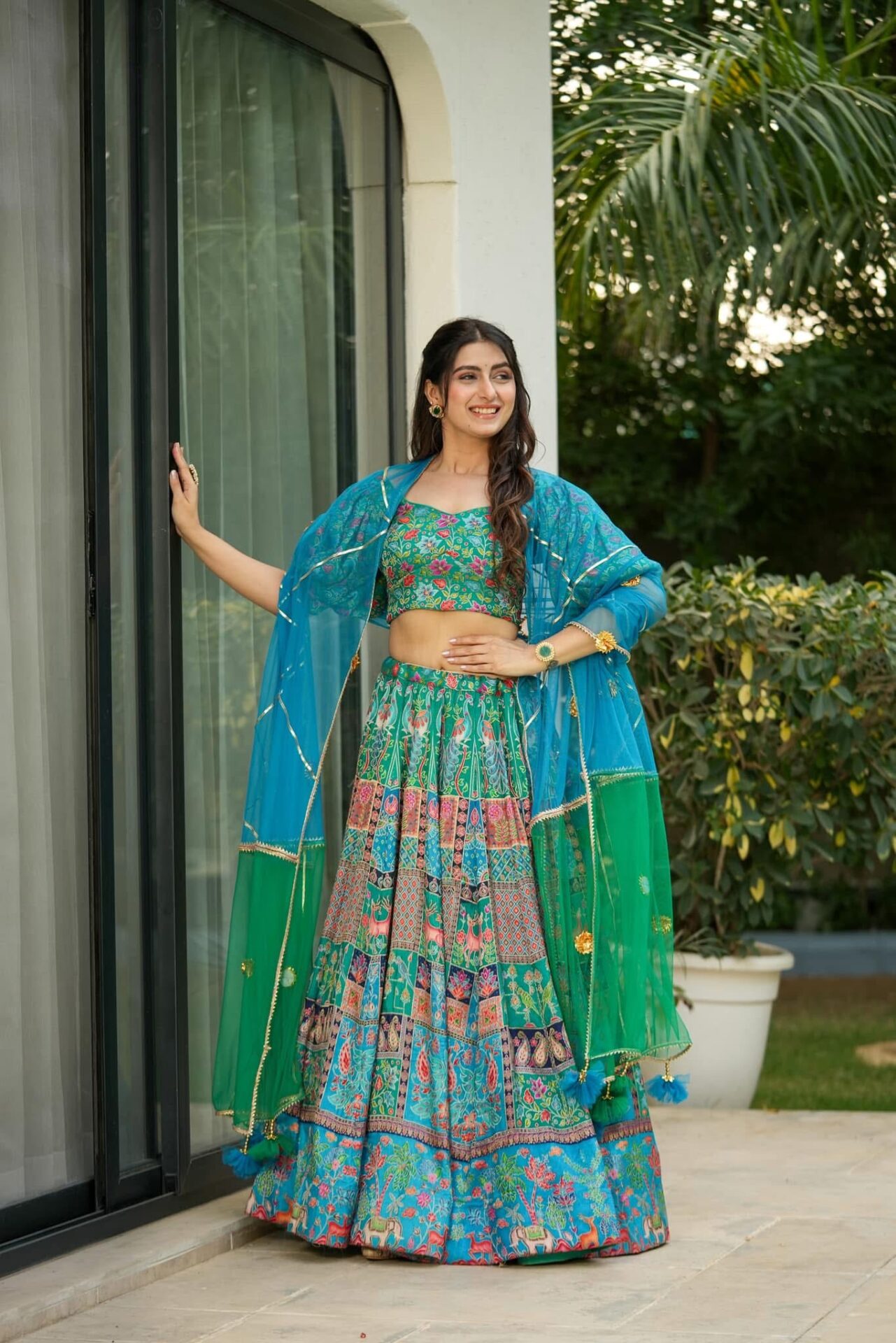 Idaho-o turquoise silk lehenga set – Women's