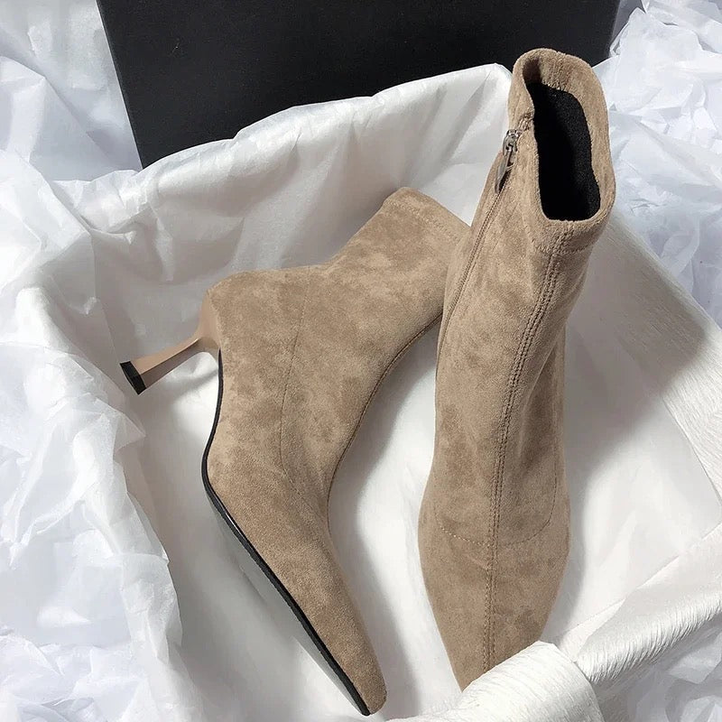 Alamode By Akanksha Dove Short Suede Statement Ankle Boots