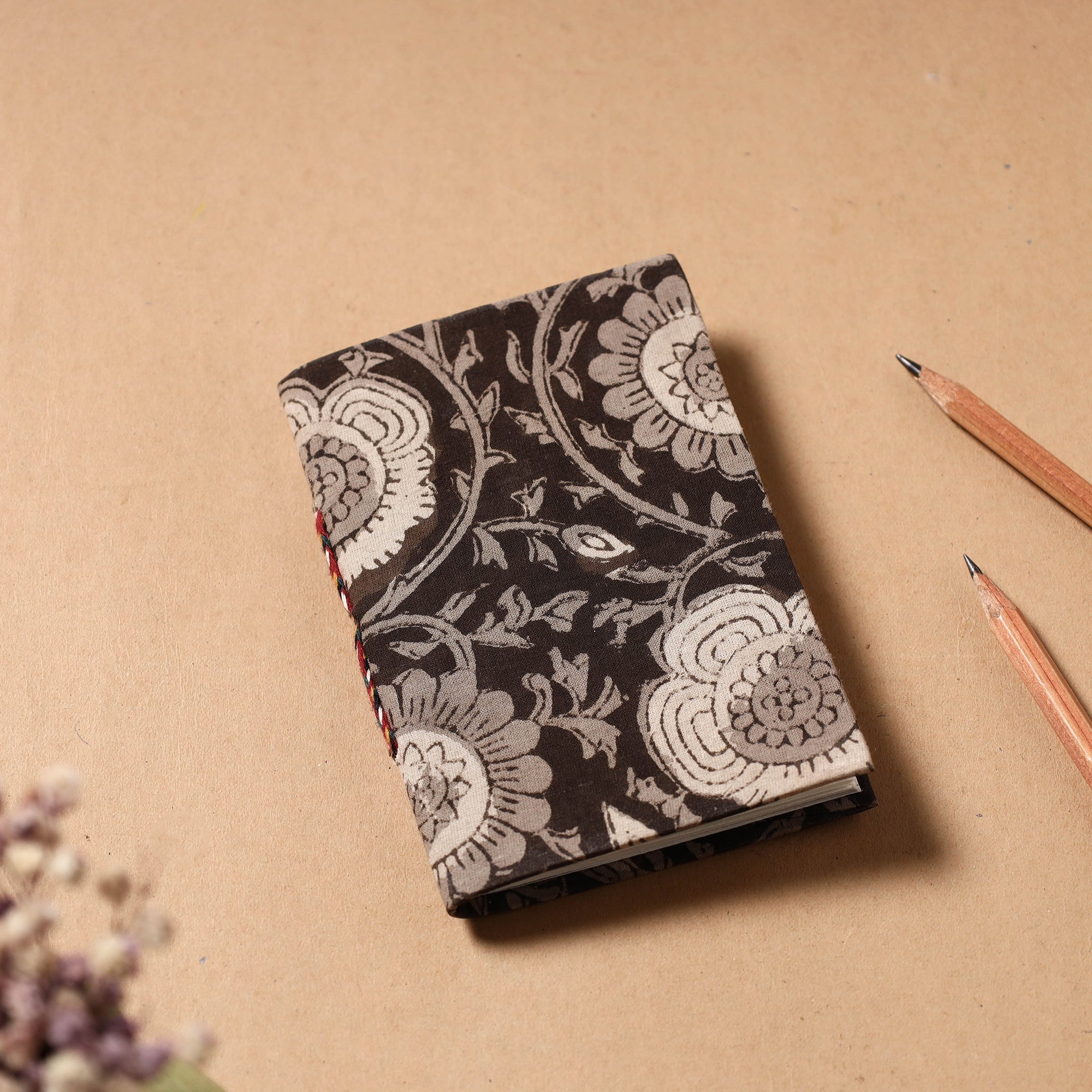 BINDAAS UNLIMITED Brown - Bagru Fabric Cover Handmade Paper Notebook (5 x 3.5 in)