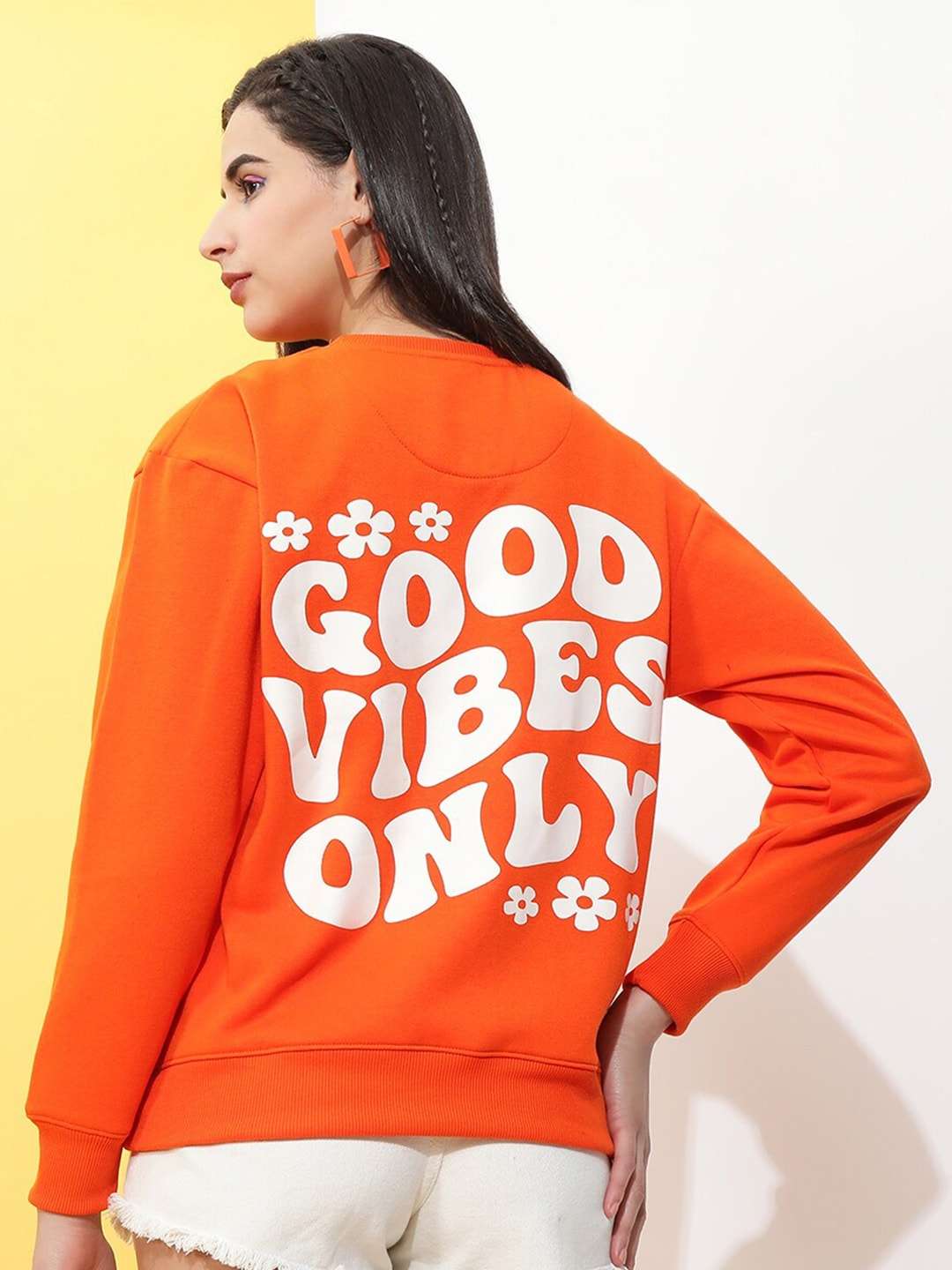 Freehand By The Indian Garage Co Women's Back Printed Regular Fit Sweatshirt