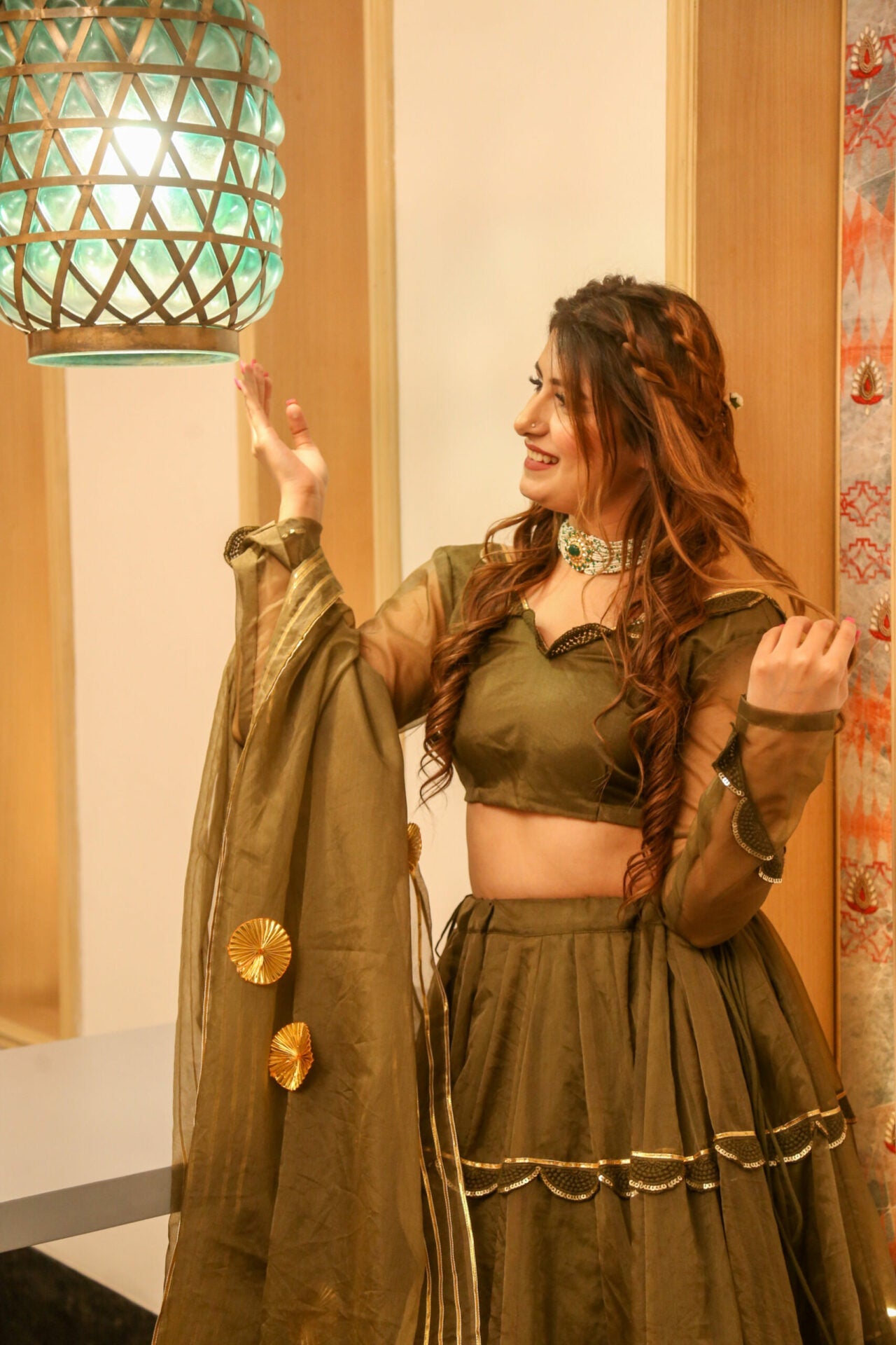 Idaho-o brown organza lehenga choli set – Women's - view 5