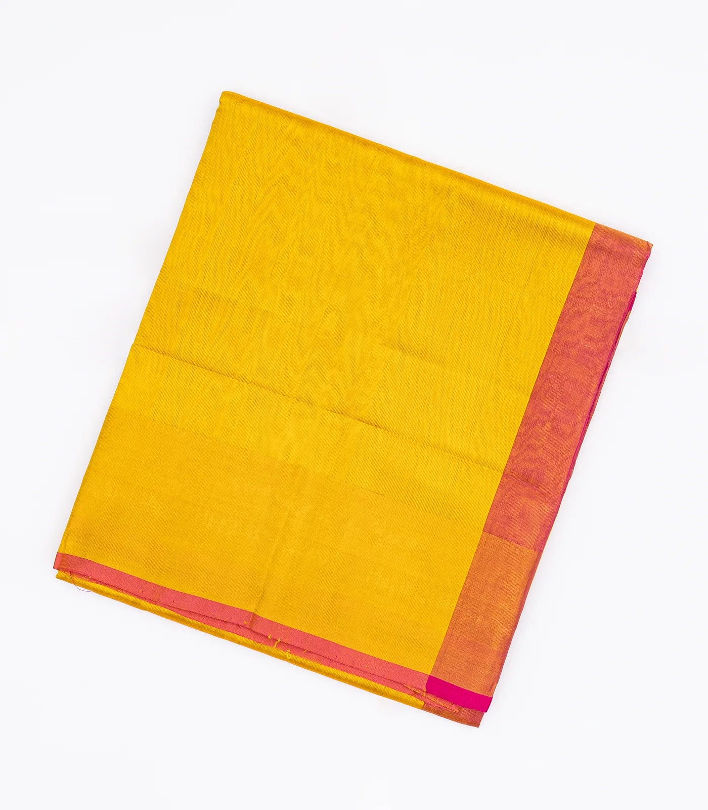 RmKV Yellow Handloom Uppada Plain Silk Saree With Red Border