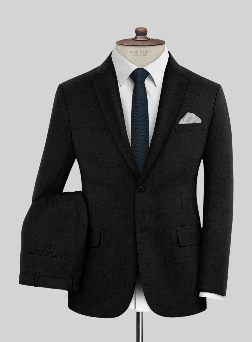 StudioSuits Super Black Satin Wool Suit