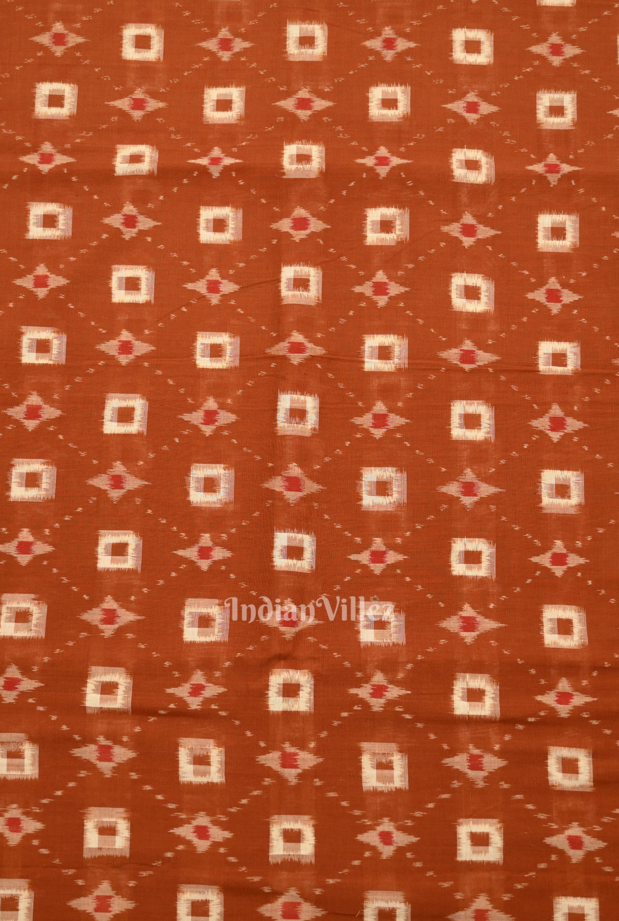 IndianVillèz Brown Pasapali Sambalpuri Ikat Cotton Fabric - view 3