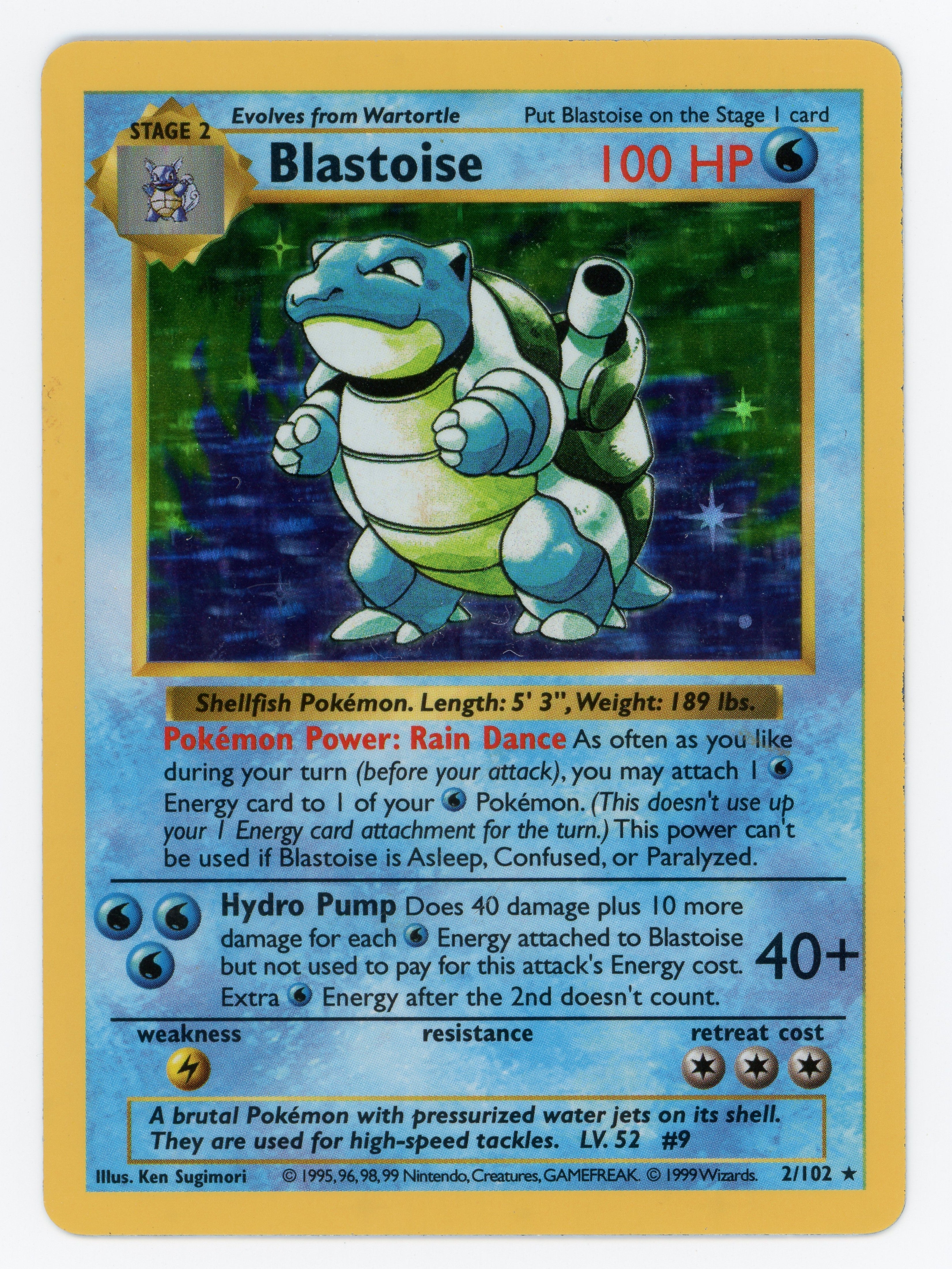 Pokémon Blastoise - 2/102 - Rare - Shadowless - Holo - Scan 14612