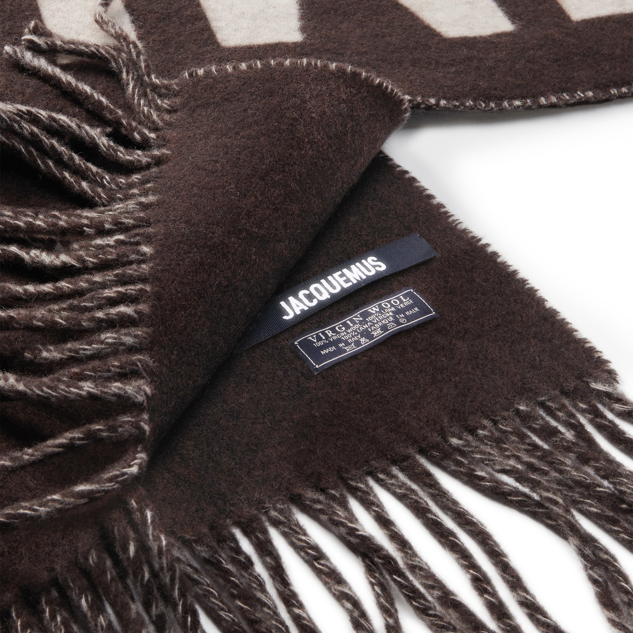 Jacquemus L'echarpe Fringe Logo Multi-Brown Scarf - view 5