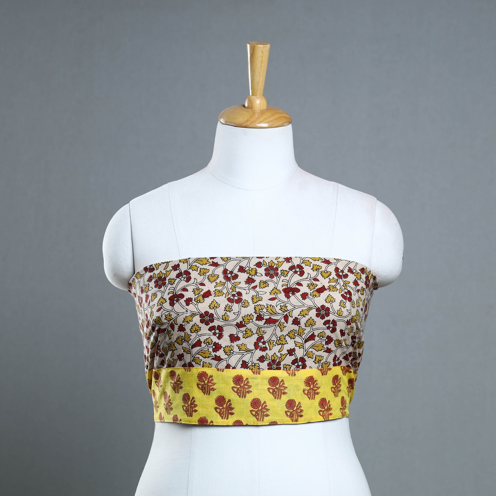 NOORI BAZAR Beige - Block Printed Cotton Kalamkari Blouse Piece 22