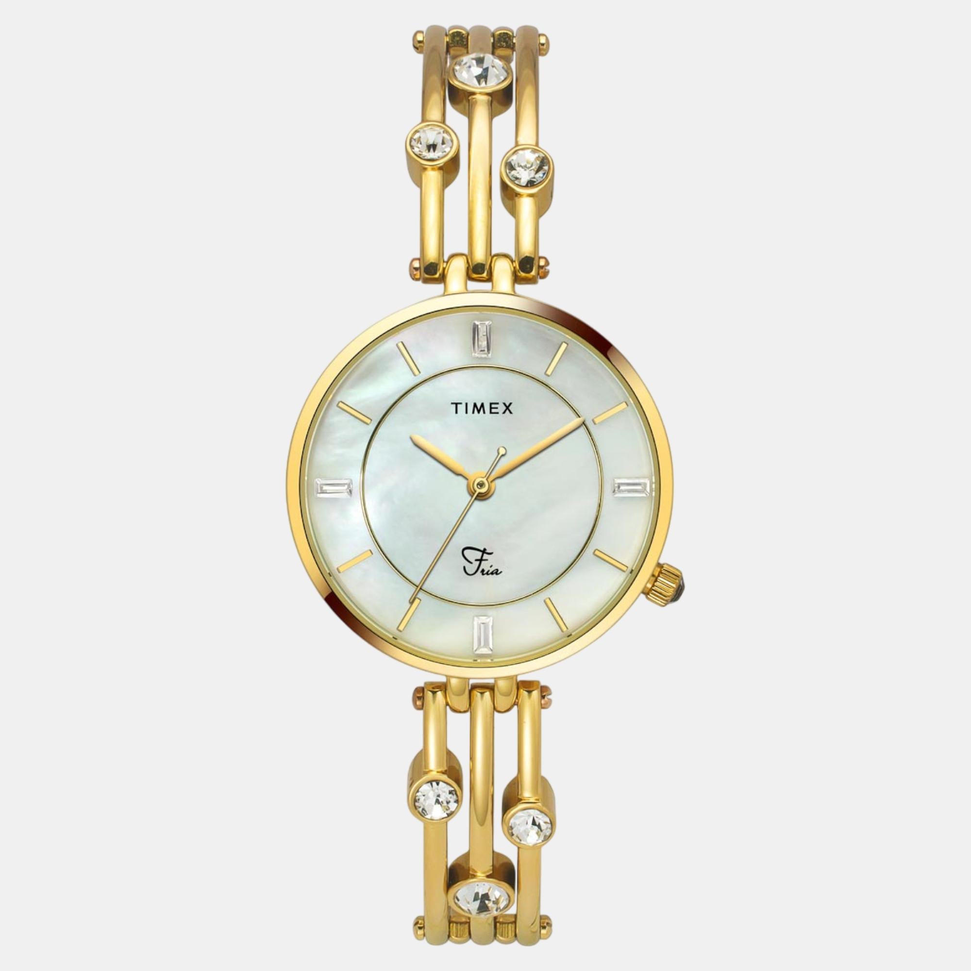 Timex Fria Women Quartz Mother Of Pearl Dial Analog Brass Watch TWEL16004