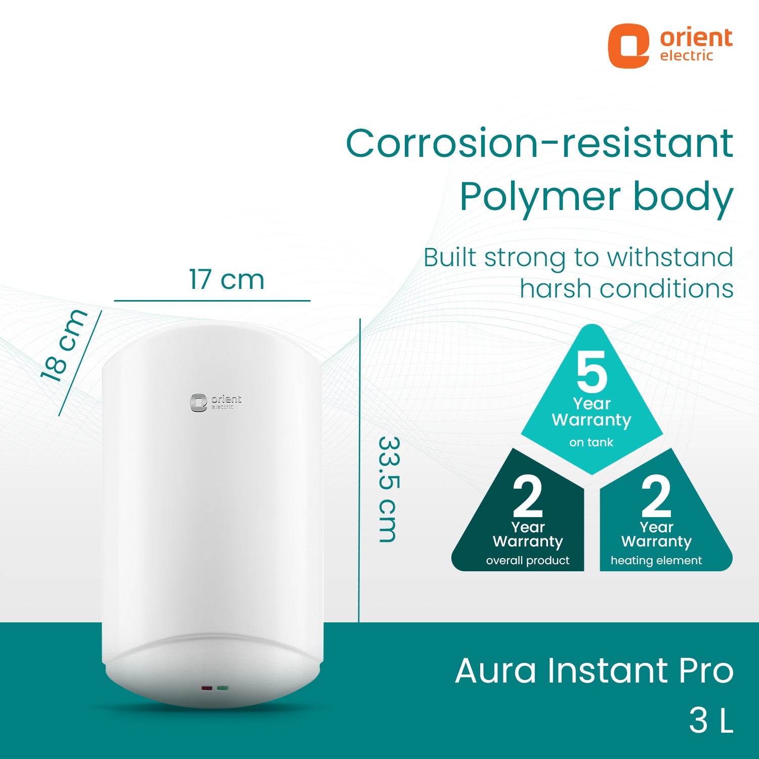 Orient Electric Aura Instant Pro 3L Instant Water Heater (Geyser) - view 5