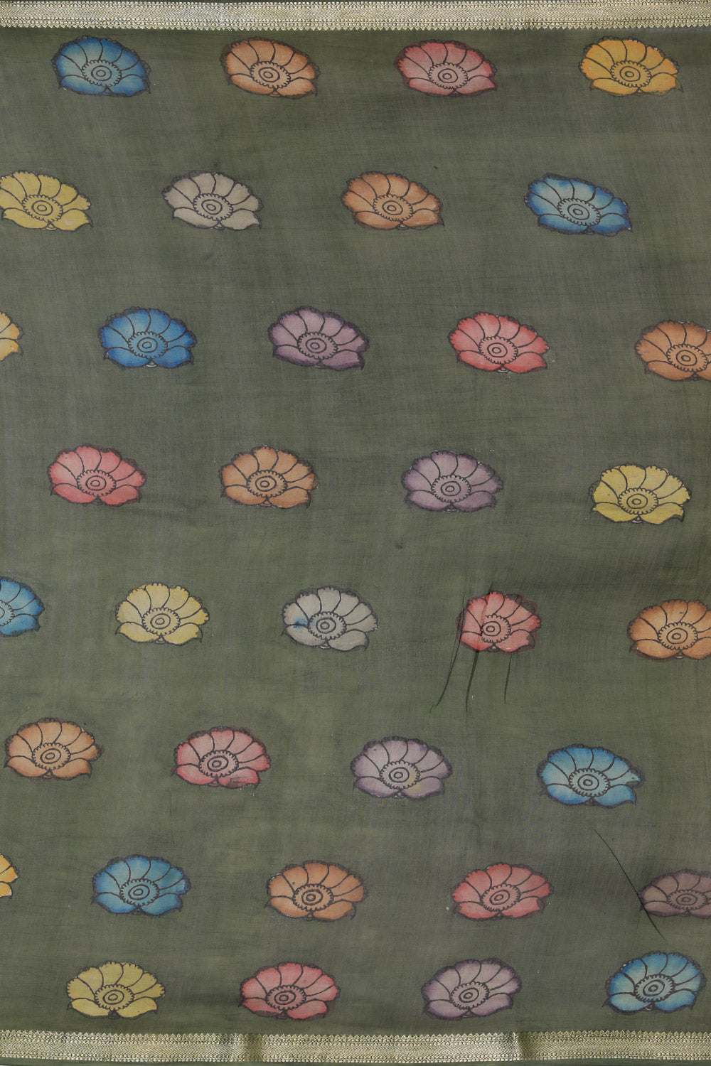 Kalanjali Kalamkari Hand-Painted Yellow Saree - view 4