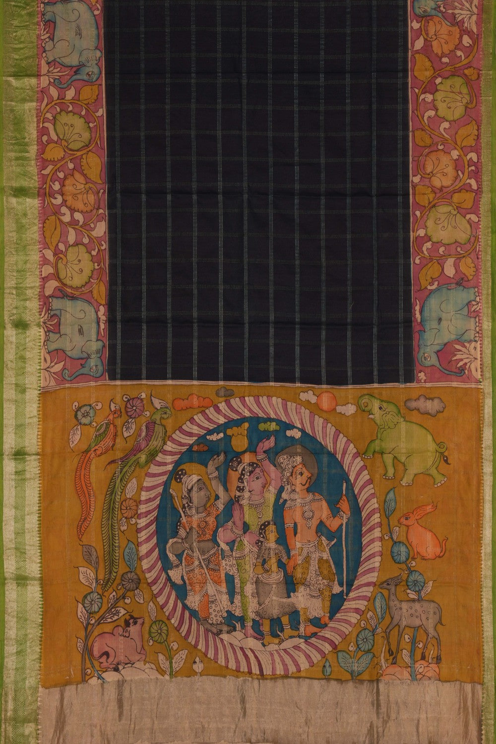 Kalanjali Kalamkari Painted Saree With Natural Dyes. - view 3