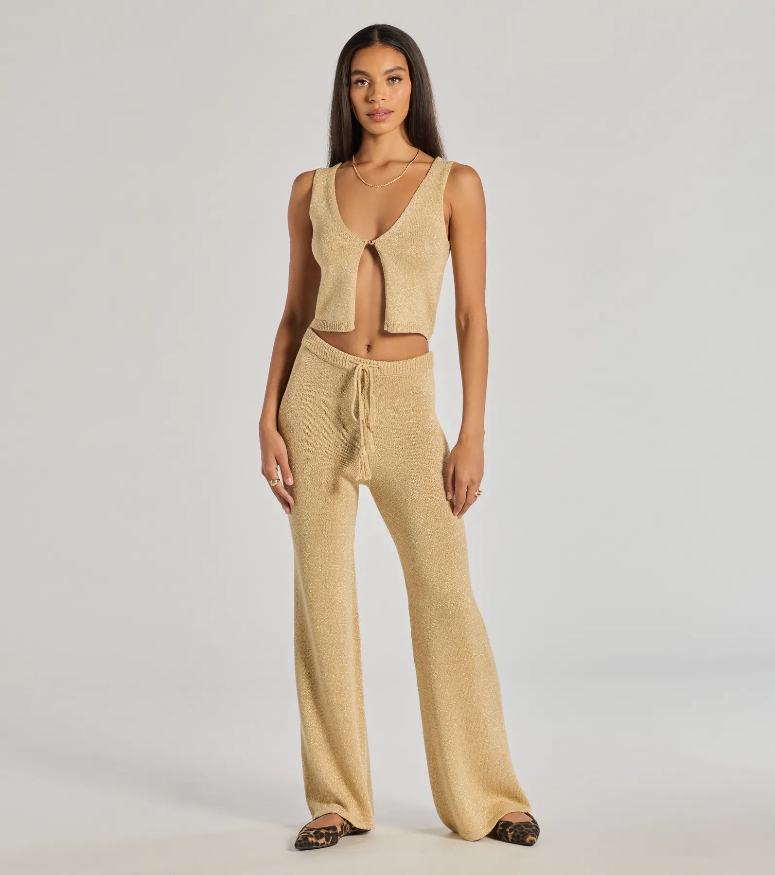Windsor Cozy Luxe Lurex Knit Pants – GOLD