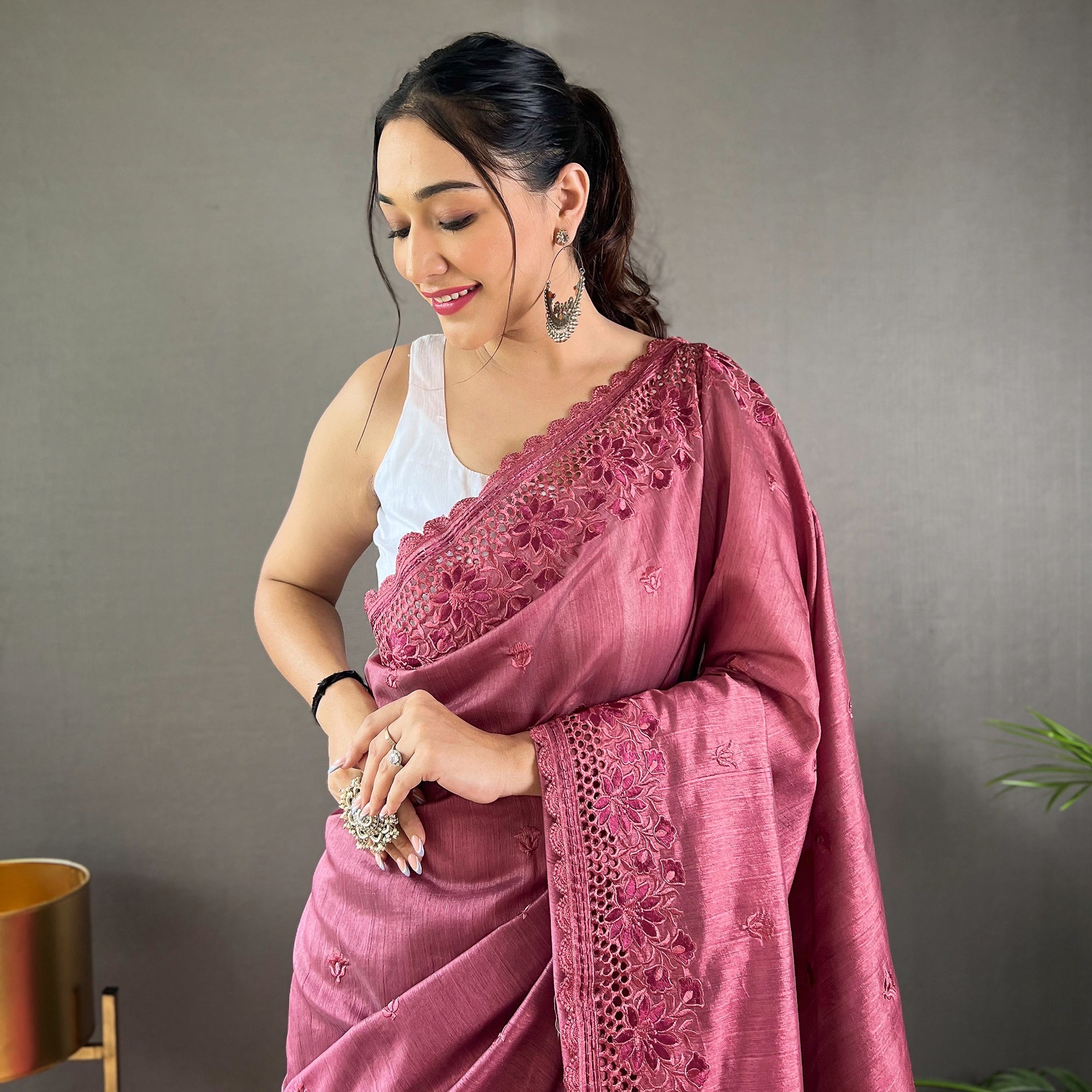 TASARIKA COUTURE Amaira Lavender Matka Silk Handwork Saree - view 3