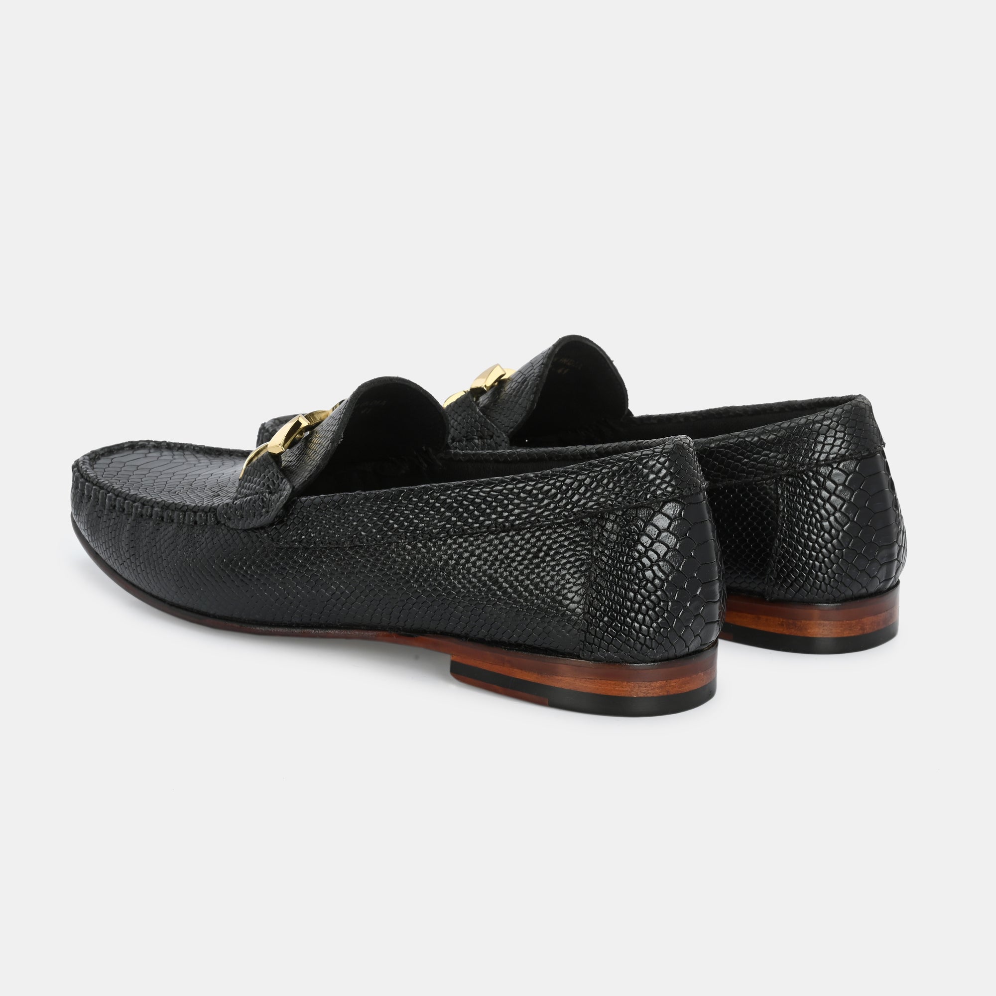 Black Imprinted Buckled Loafers by Lafattio - view 4