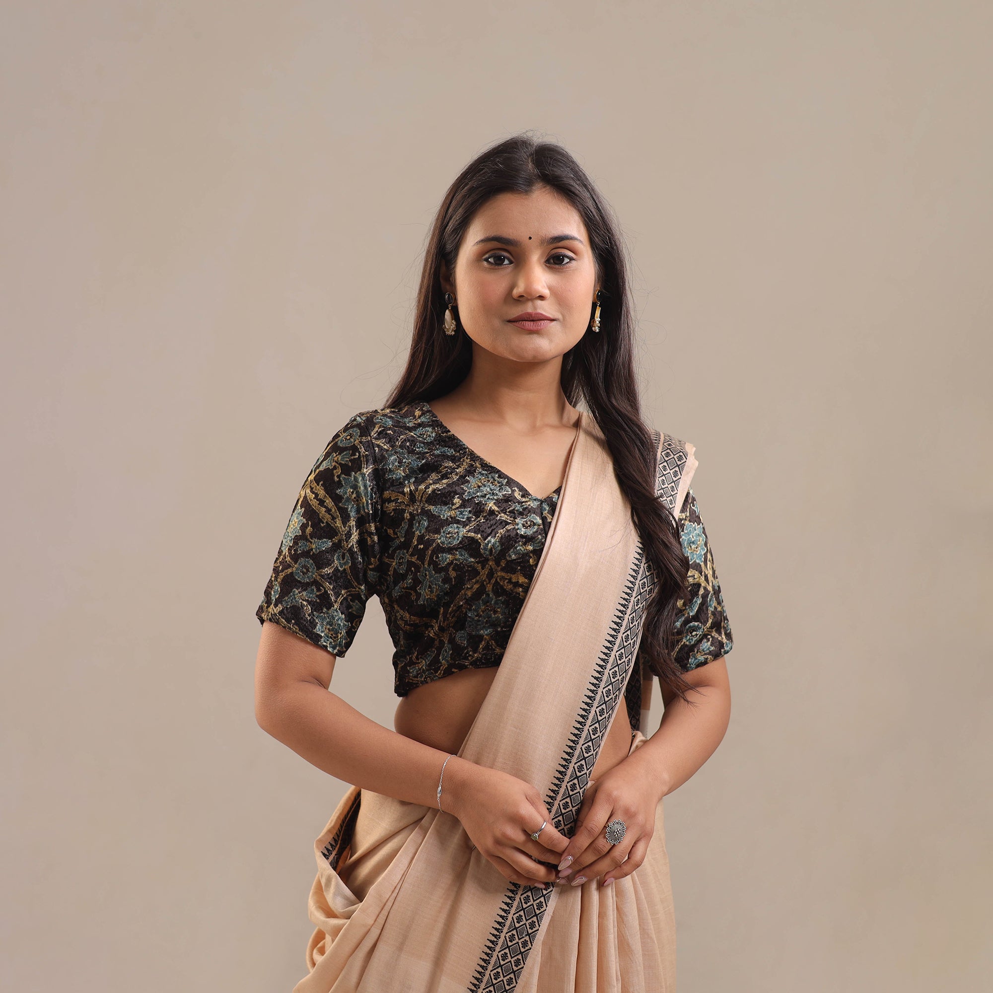 ITOKRI CASUALS Black - Velvet Natural Dyed Ajrakh Print Blouse 03