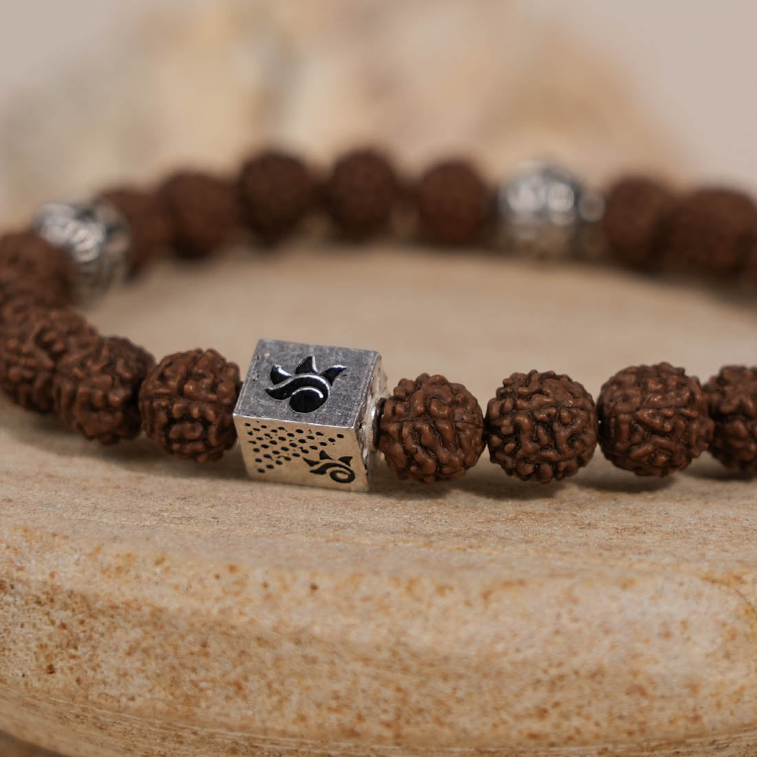 Prinjal Jewellers Rudraksha with Jay Shree Ram Silver Beads Bracelet