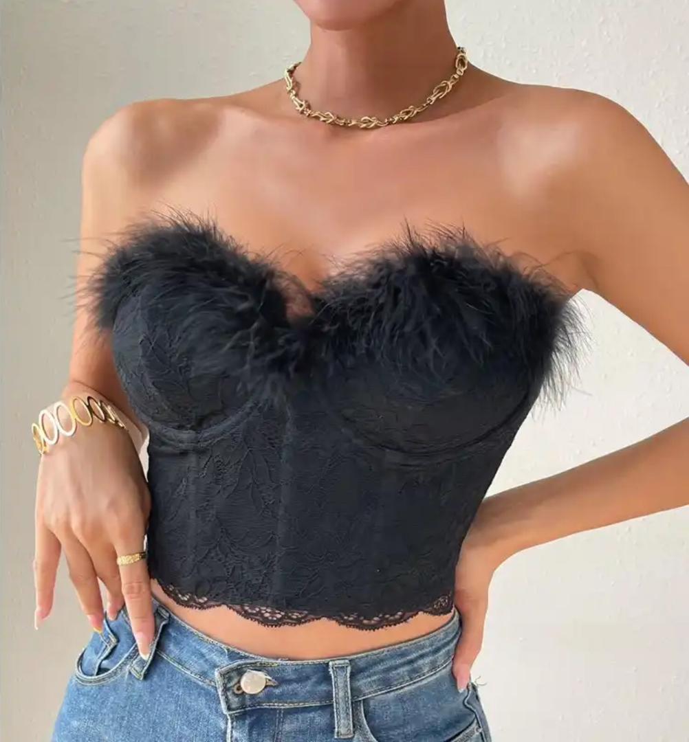 Alamode By Akanksha Helix Fur Bustier Top – Multi - view 2
