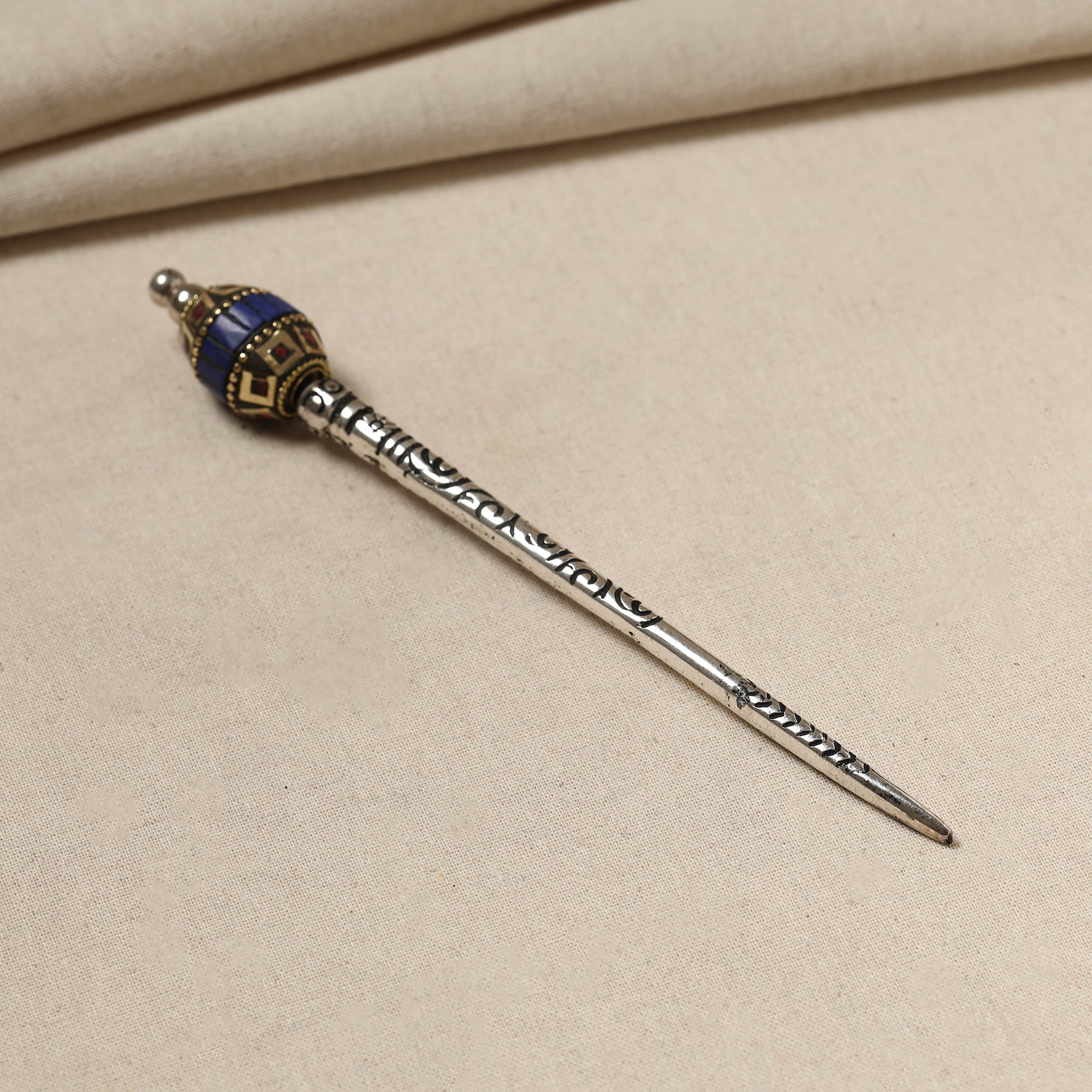 WHITE RIVER STORIES Antique Finish Oxidised German Silver Juda Stick