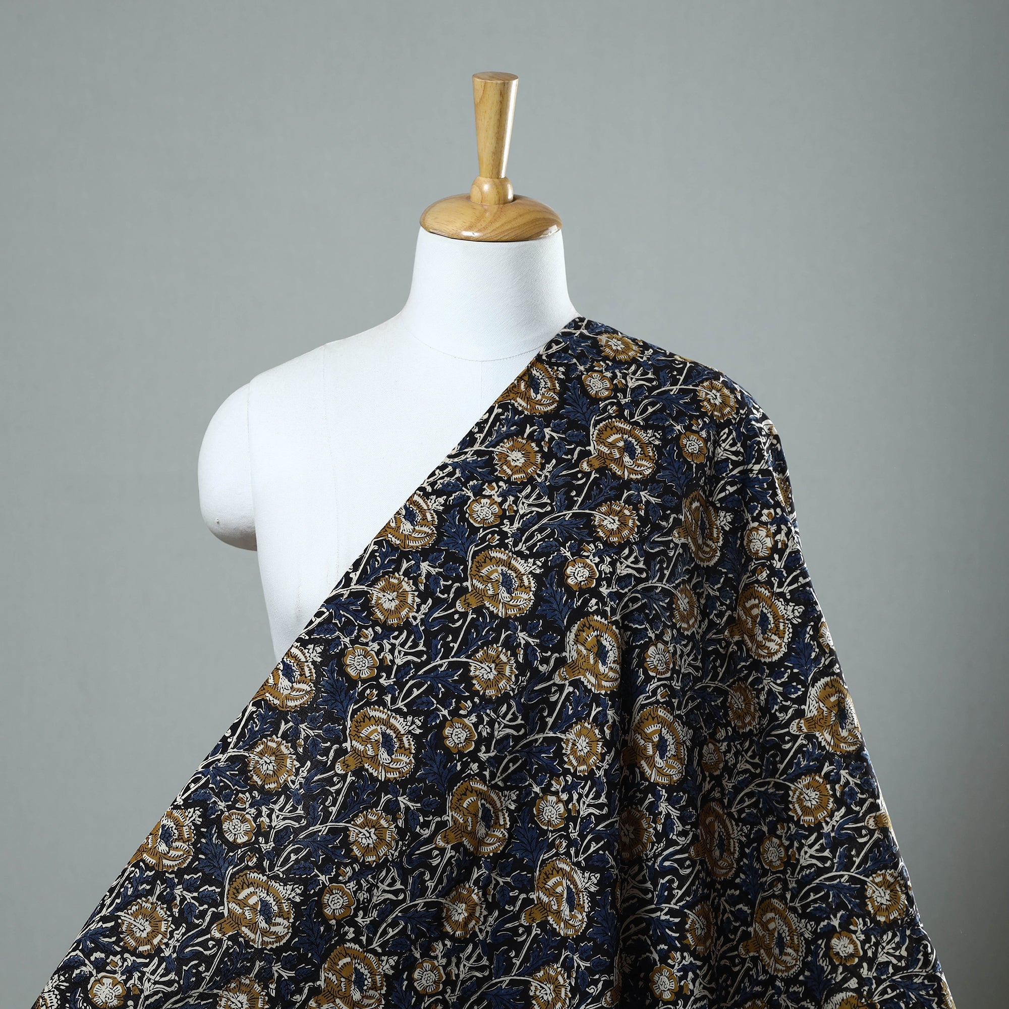 BAGRU DABU PRINTS Blue - Block Printed Cotton Kalamkari Bagru Fabric 19