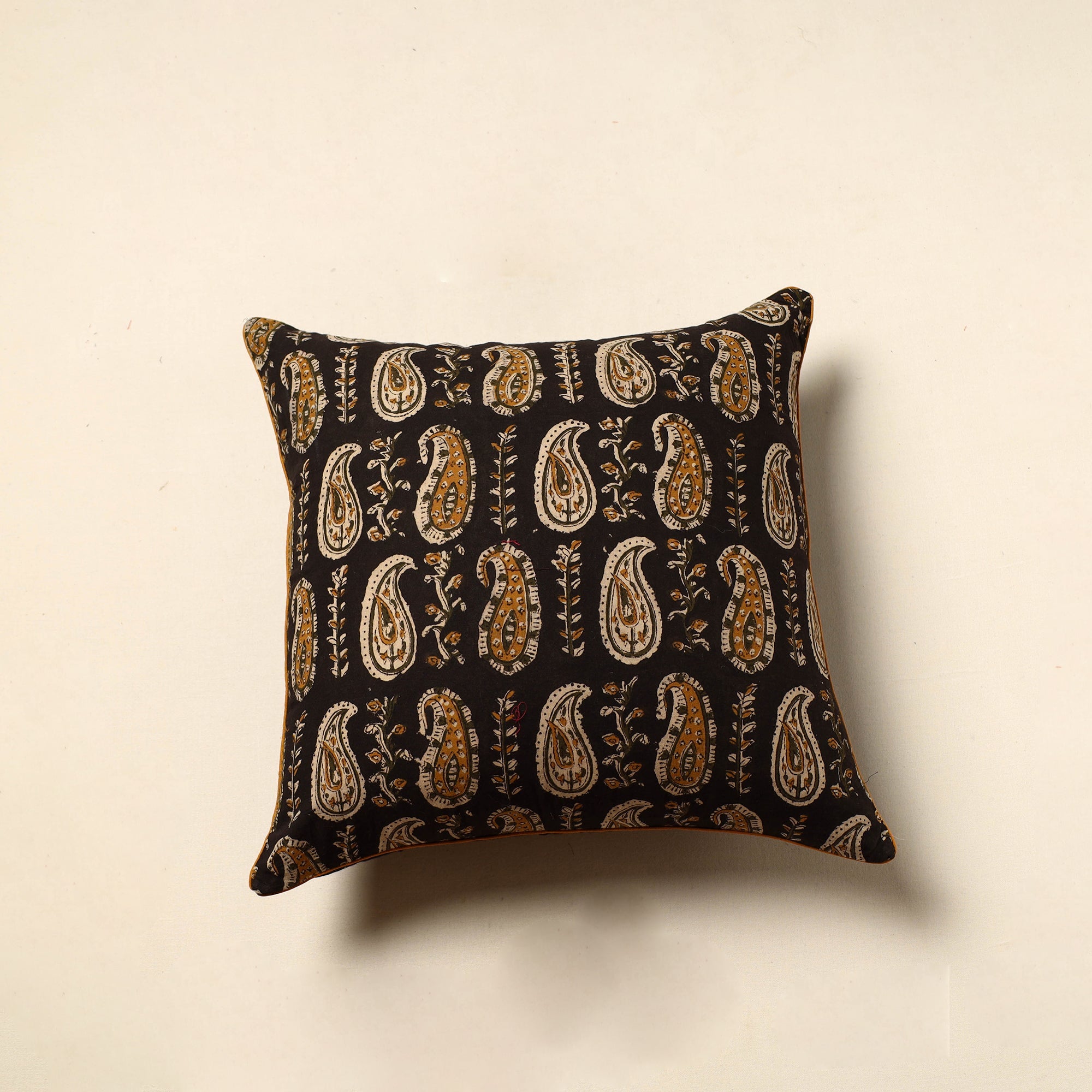 NOORI BAZAR Black - Cotton Block Printed Bagru Cushion Cover 21