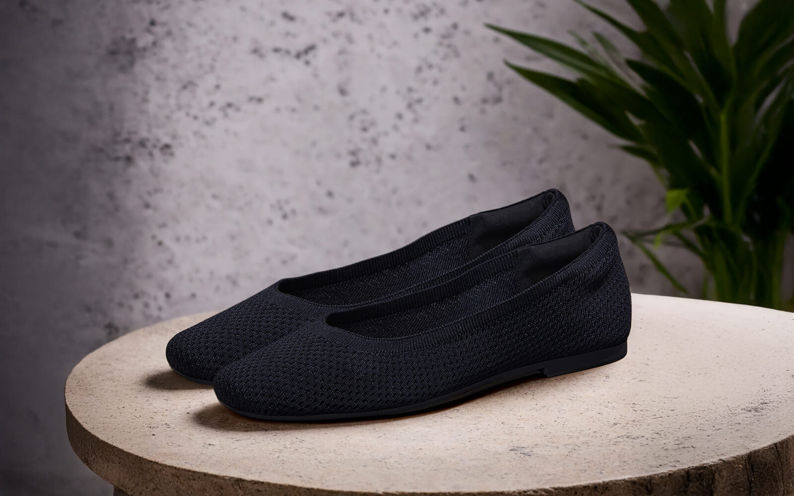 Neeman's Plush Square Flats : Black - view 2