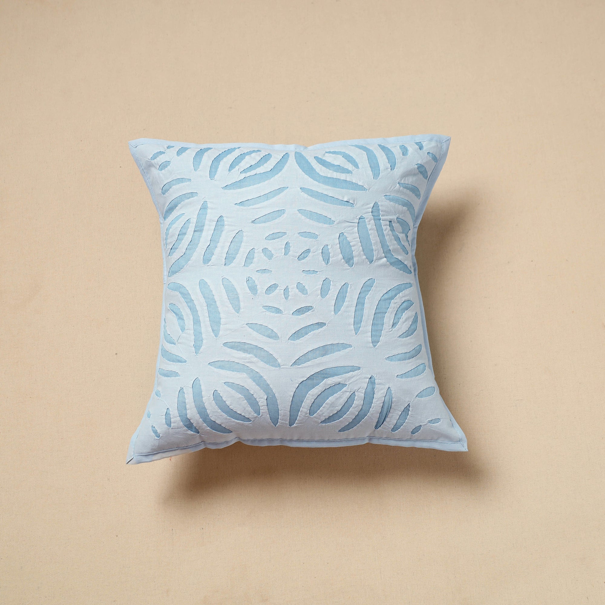SHADES OF MARUDHARA Blue - Cut Work Cotton Applique Cushion Cover (16 x 16 in) 10