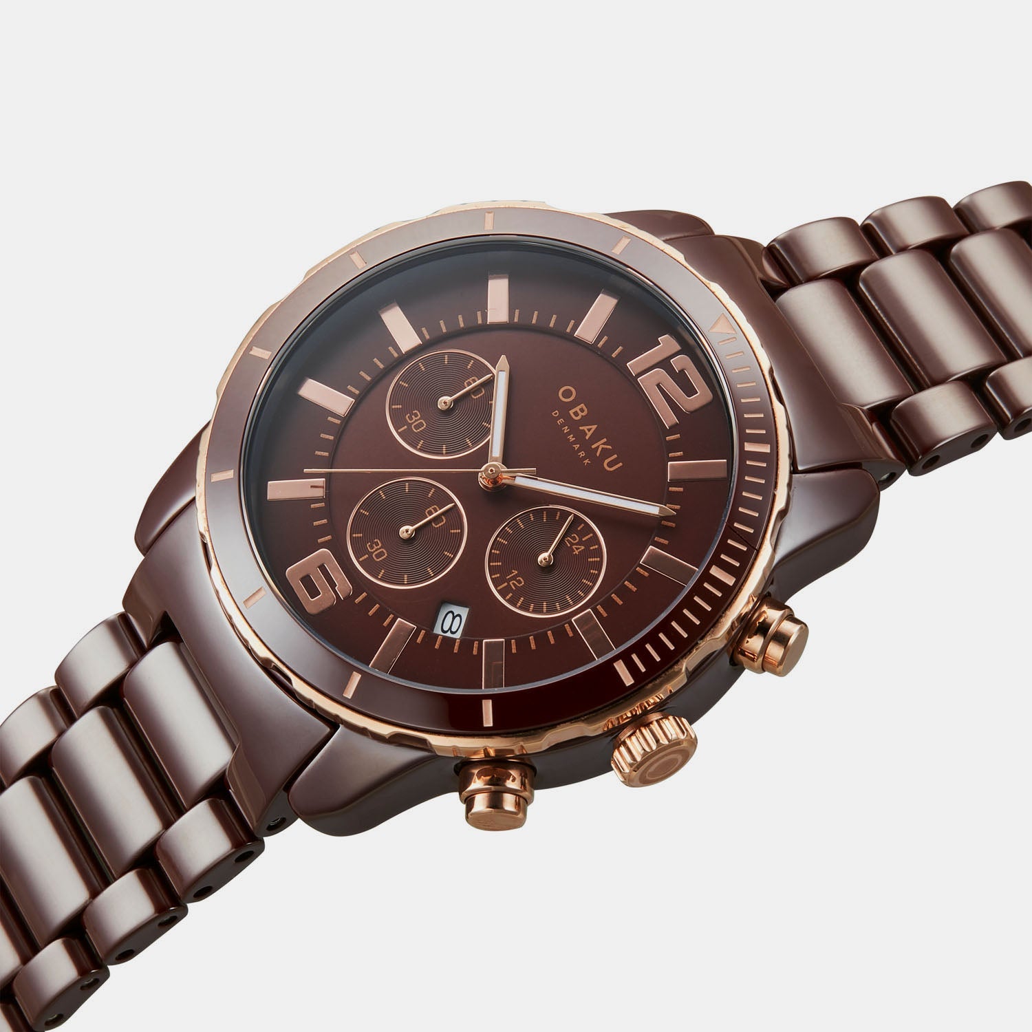 Obaku Falk Men Quartz Brown Dial Analog Ceramic Watch V278GCXNCN - view 2