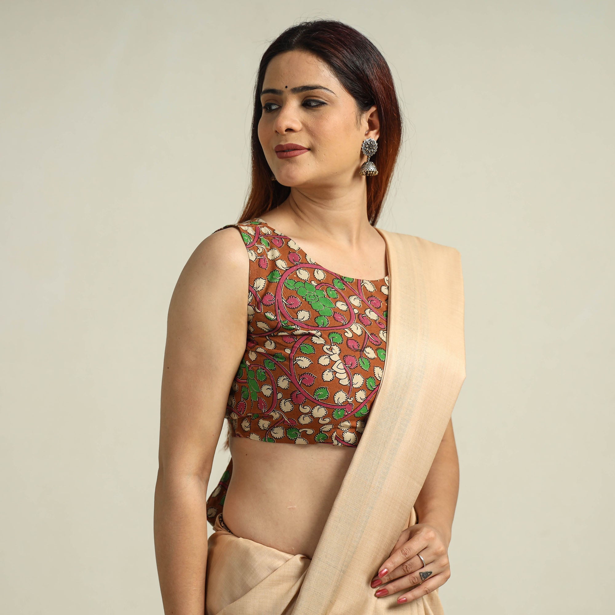 ITOKRI CASUALS Brown - Kalamkari Printed Cotton Stitched Blouse 10 - view 2