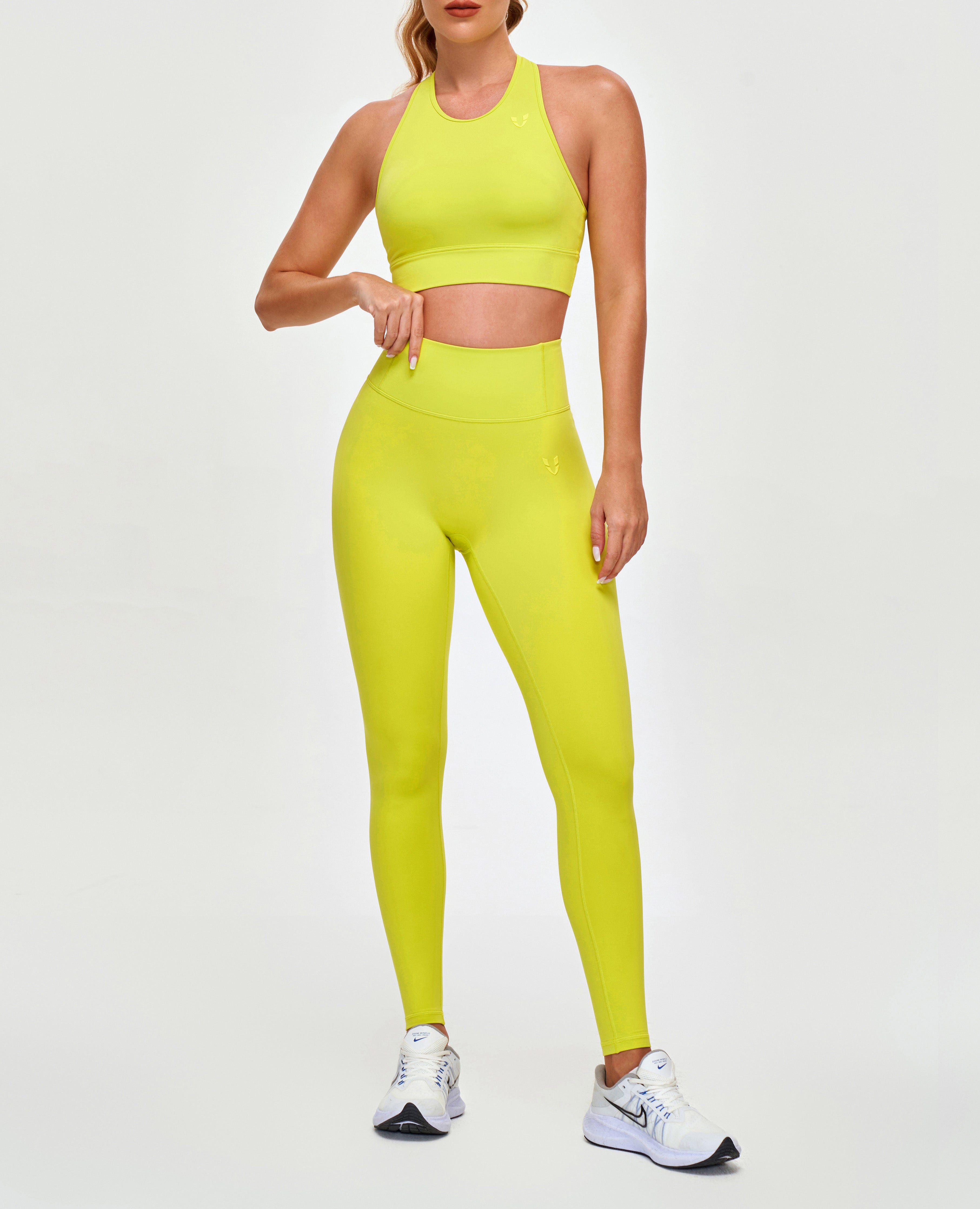 FIRM ABS High Neck Sports Bra - Yellow - view 5