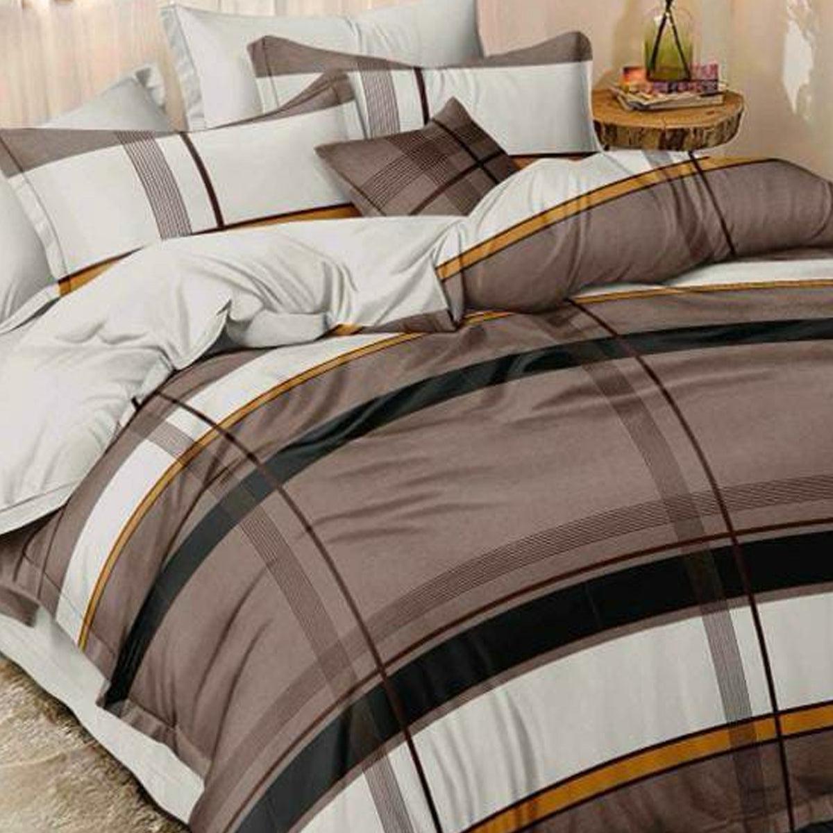Peachmode Brown Cotton Blend Double Bedsheet with Pillow Cover - view 2