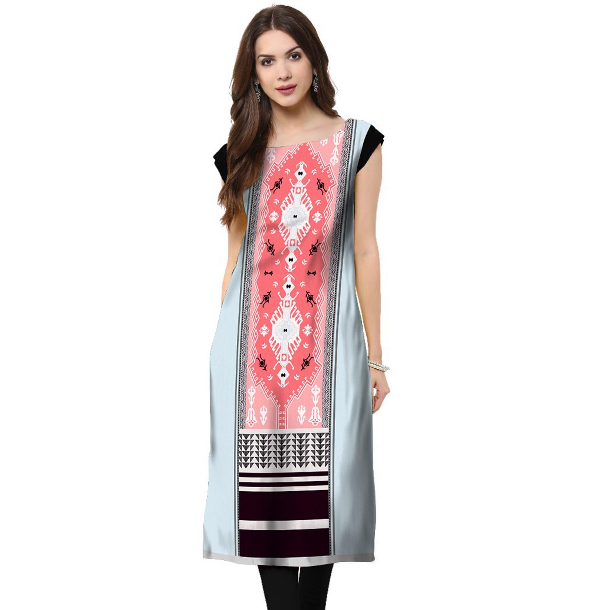 Peachmode Seller Multi Color Casual Wear Digital Printed Crepe Kurti