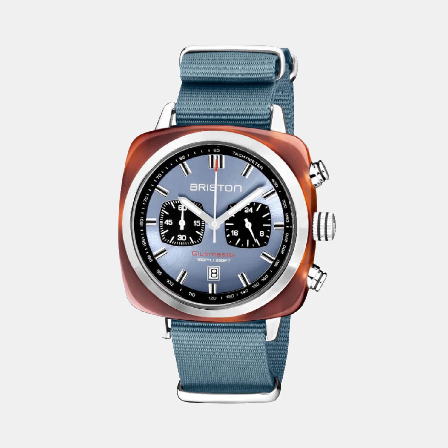 Briston Clubmaster Sport Men Quartz Ice Blue Dial Chronograph Nato Watch 20142.SA.TS.25.NIB