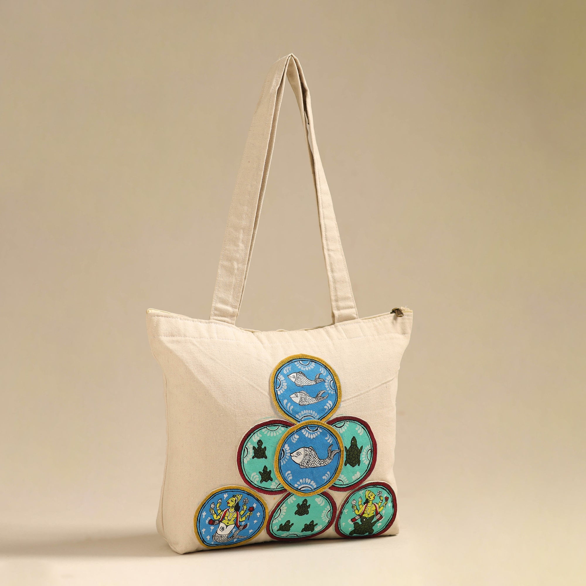 ITOKRI CRAFTS INITIATIVE Beige - Pattachitra Handpainted Shoulder Bag from Odisha 33 - view 2